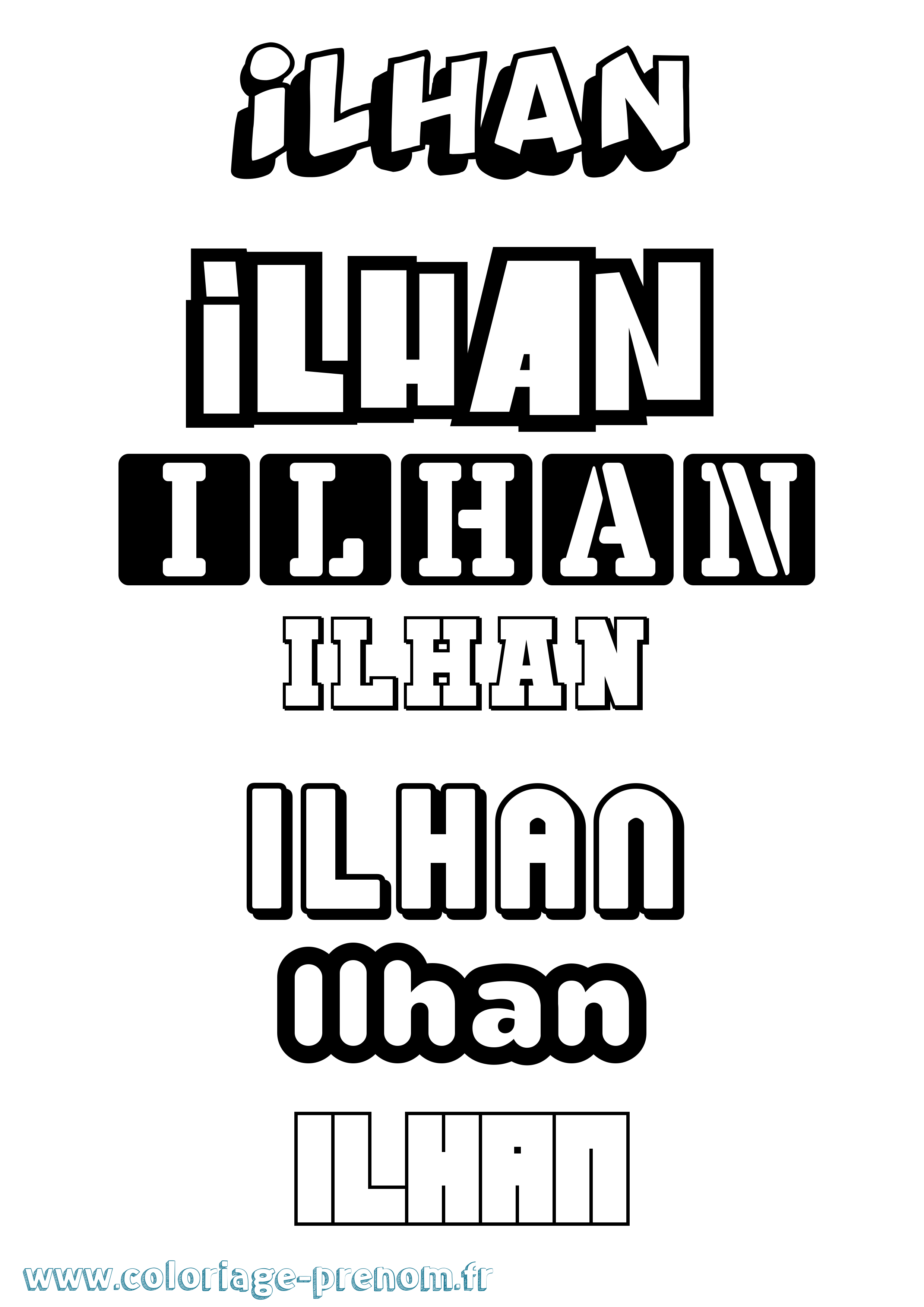 Coloriage prénom Ilhan Simple