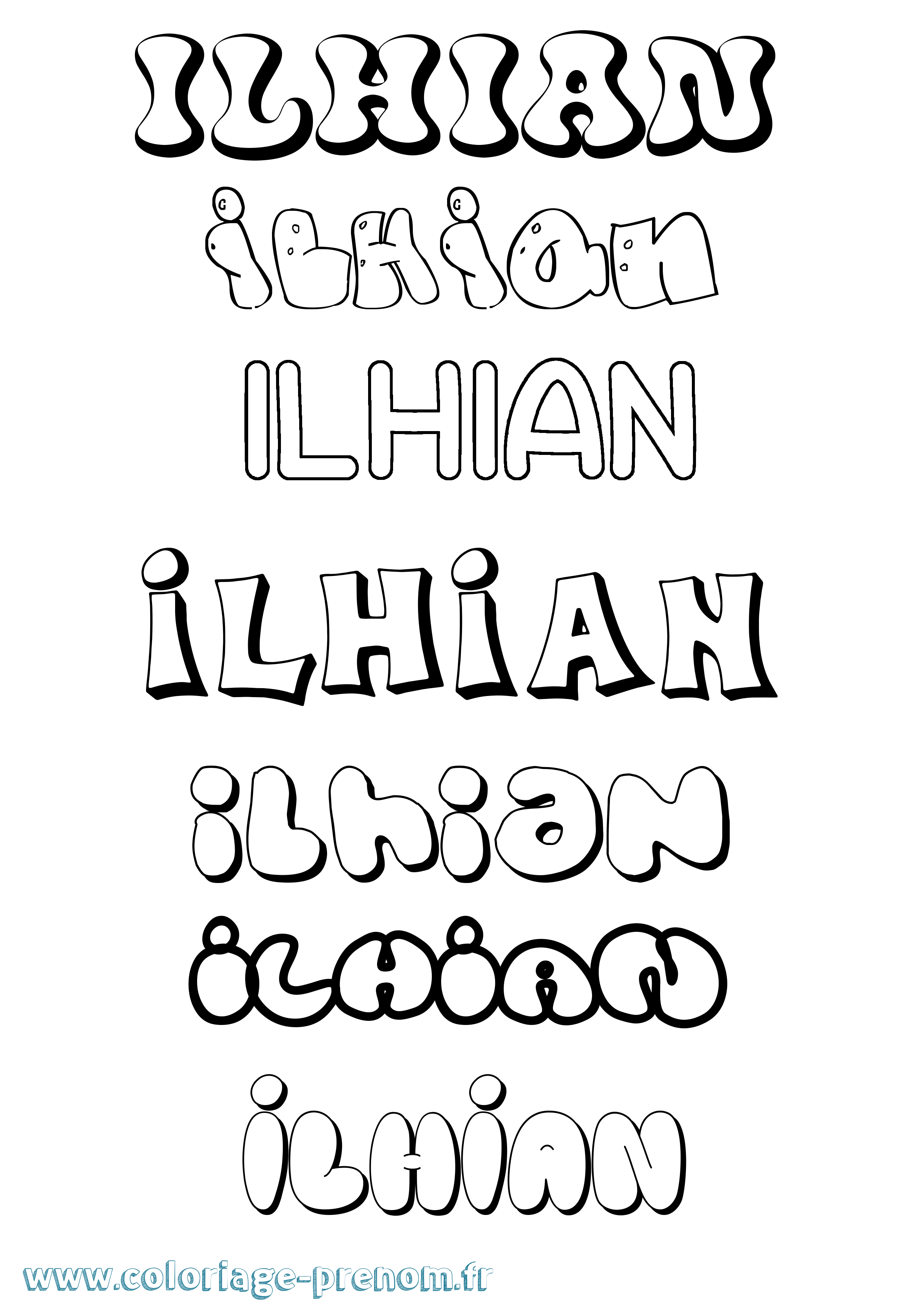 Coloriage Ilhian Bubble Coloriage prénom Ilhian Bubble