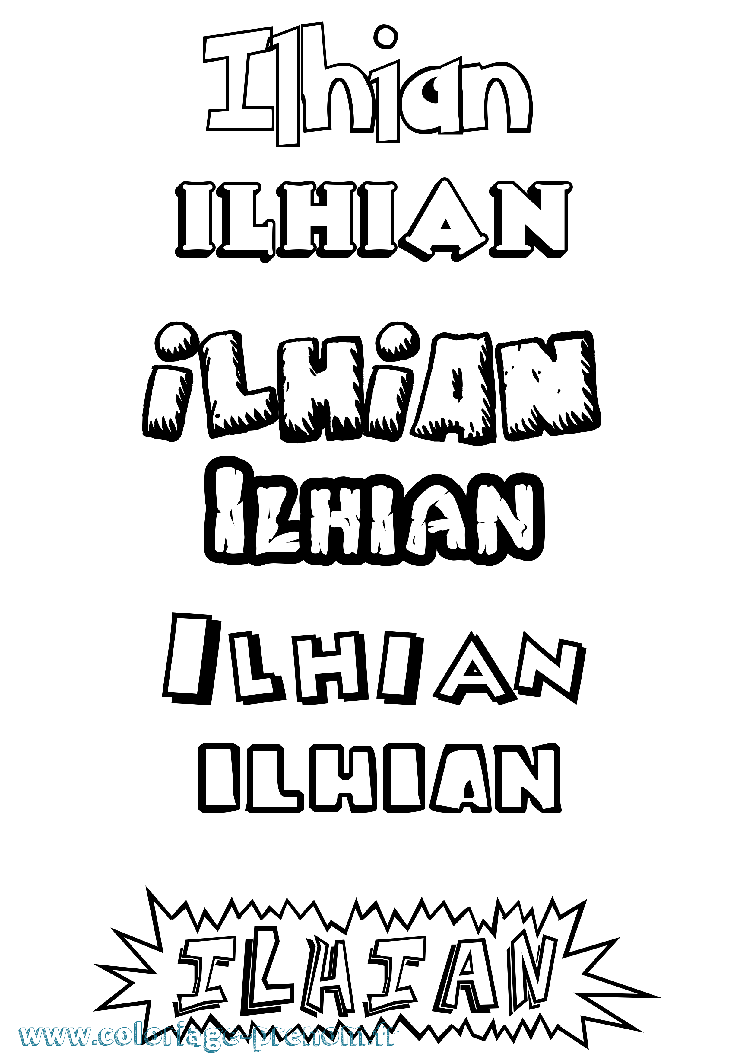 Coloriage Ilhian Dessin Animé Coloriage prénom Ilhian Dessin Animé