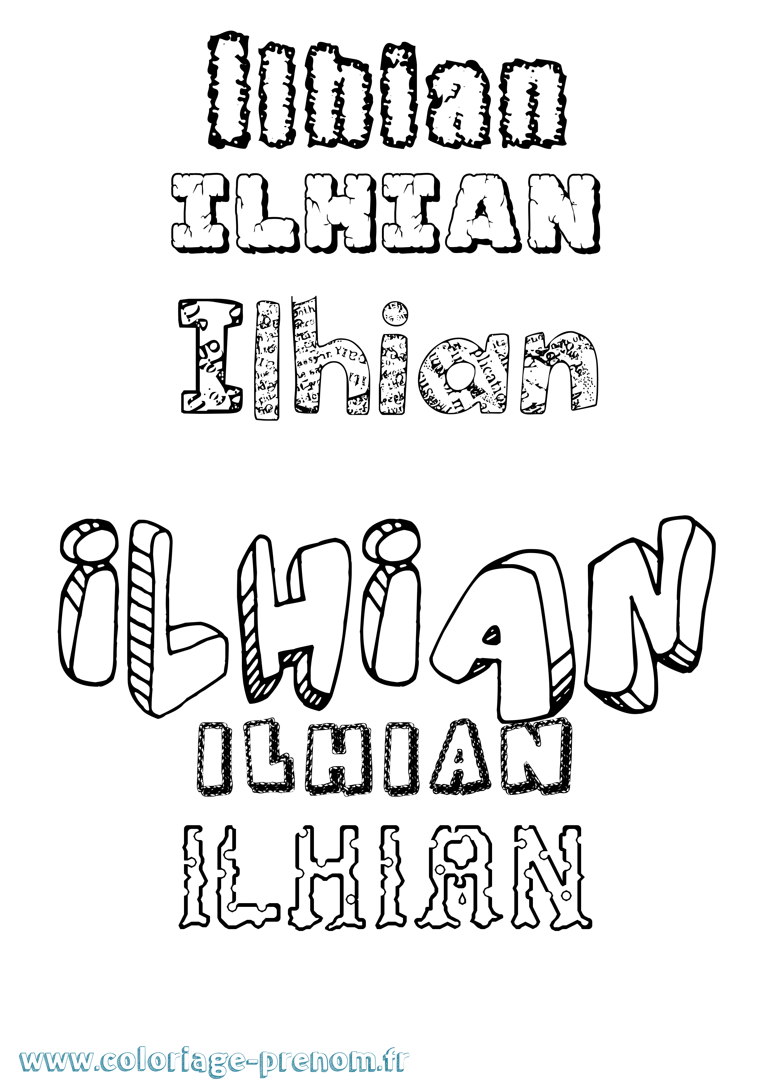 Coloriage Ilhian Destructuré Coloriage prénom Ilhian Destructuré