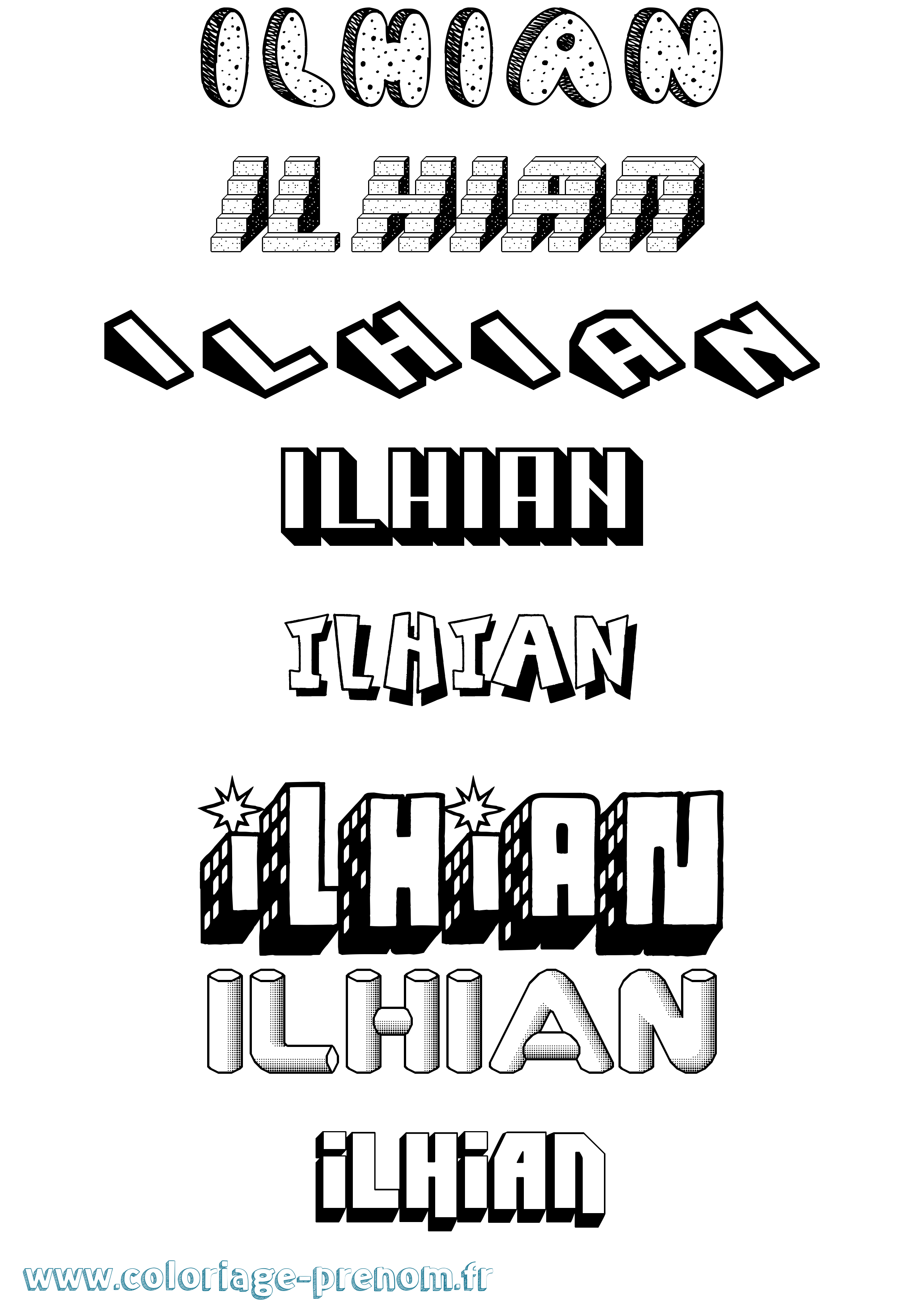 Coloriage Ilhian Effet 3D Coloriage prénom Ilhian Effet 3D