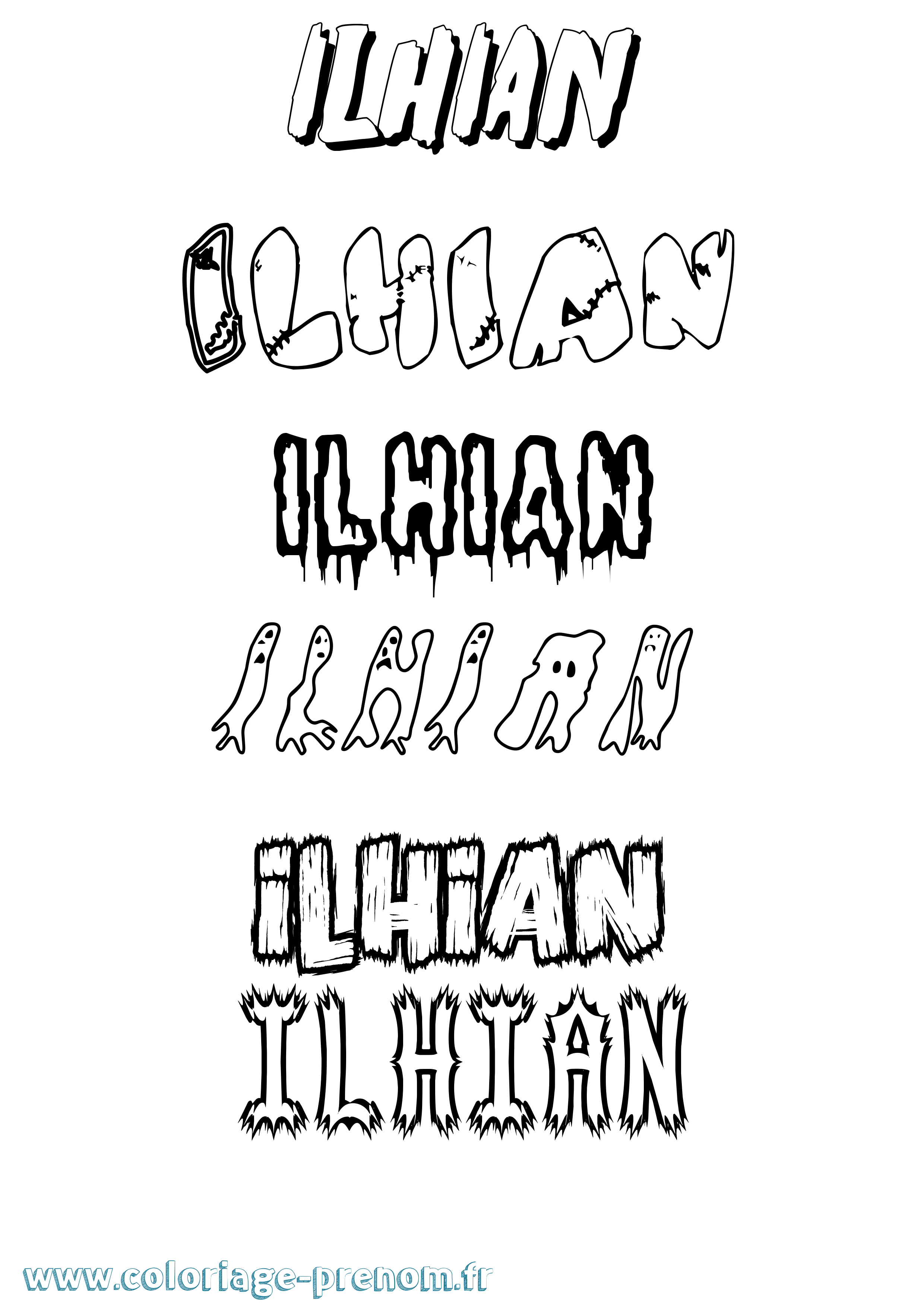 Coloriage Ilhian Frisson Coloriage prénom Ilhian Frisson
