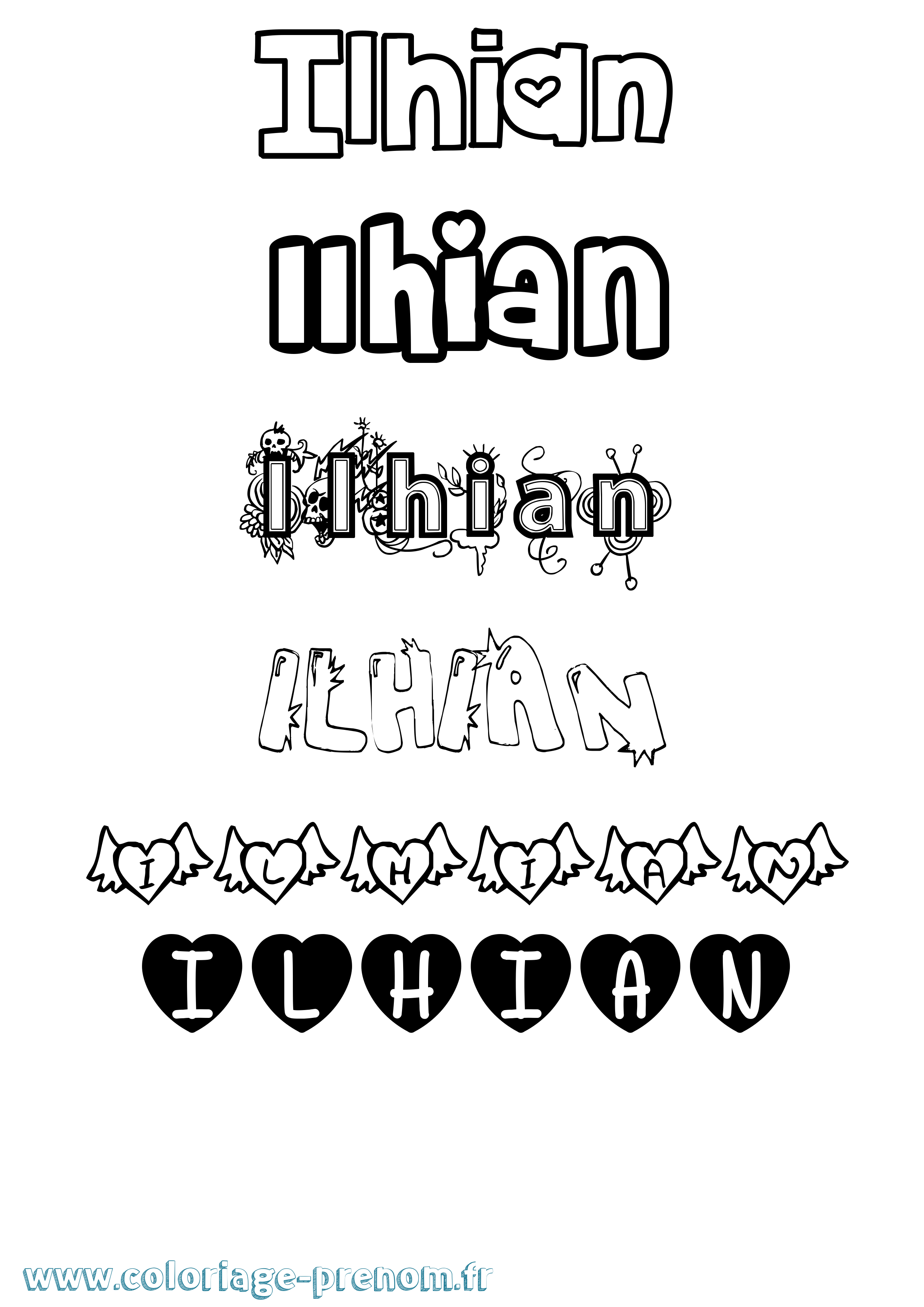Coloriage Ilhian Girly Coloriage prénom Ilhian Girly