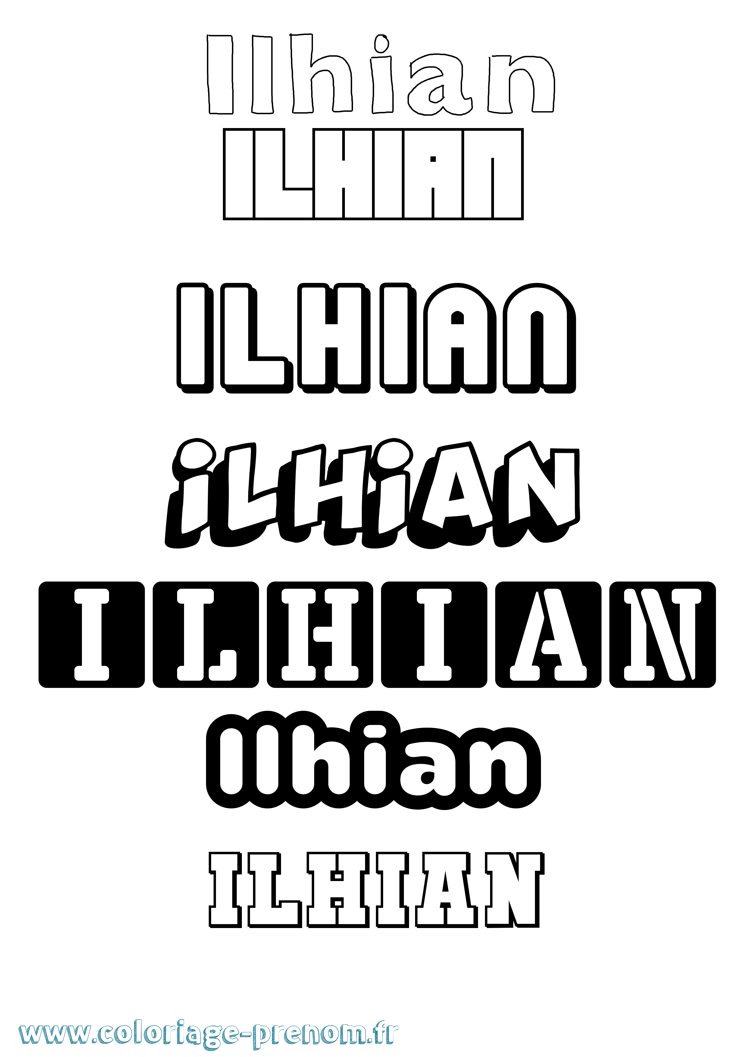 Coloriage Ilhian Simple Coloriage prénom Ilhian Simple