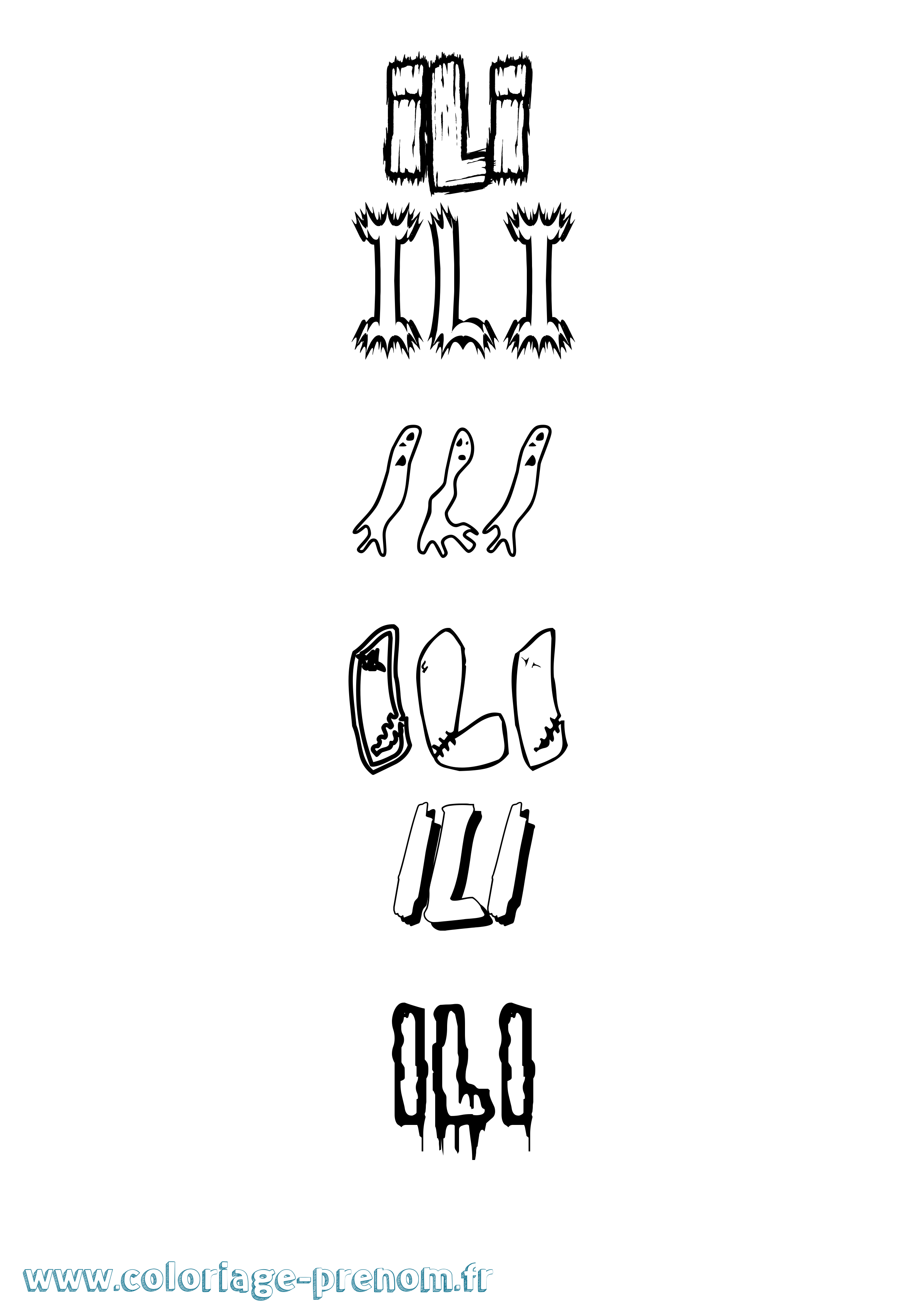 Coloriage Ili Frisson Coloriage prénom Ili Frisson