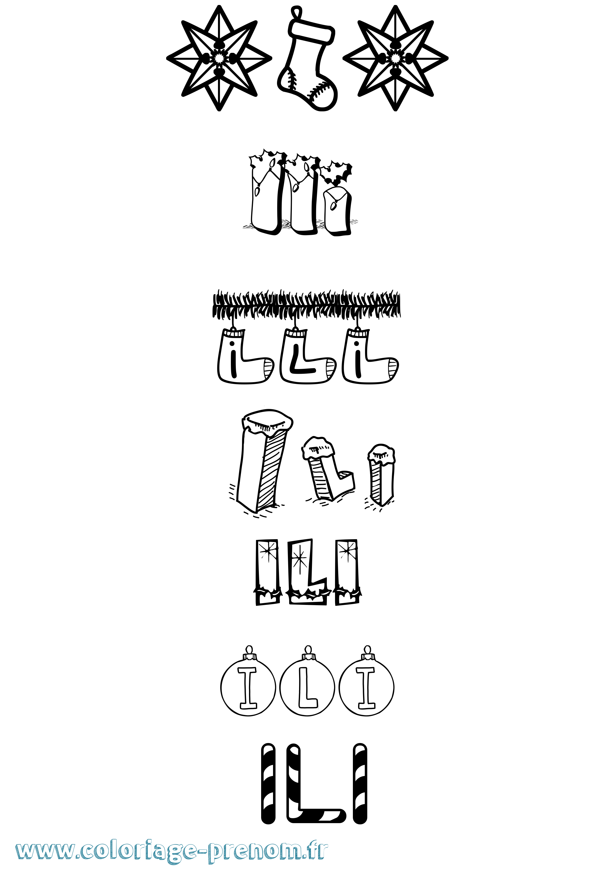 Coloriage Ili Noël Coloriage prénom Ili Noël