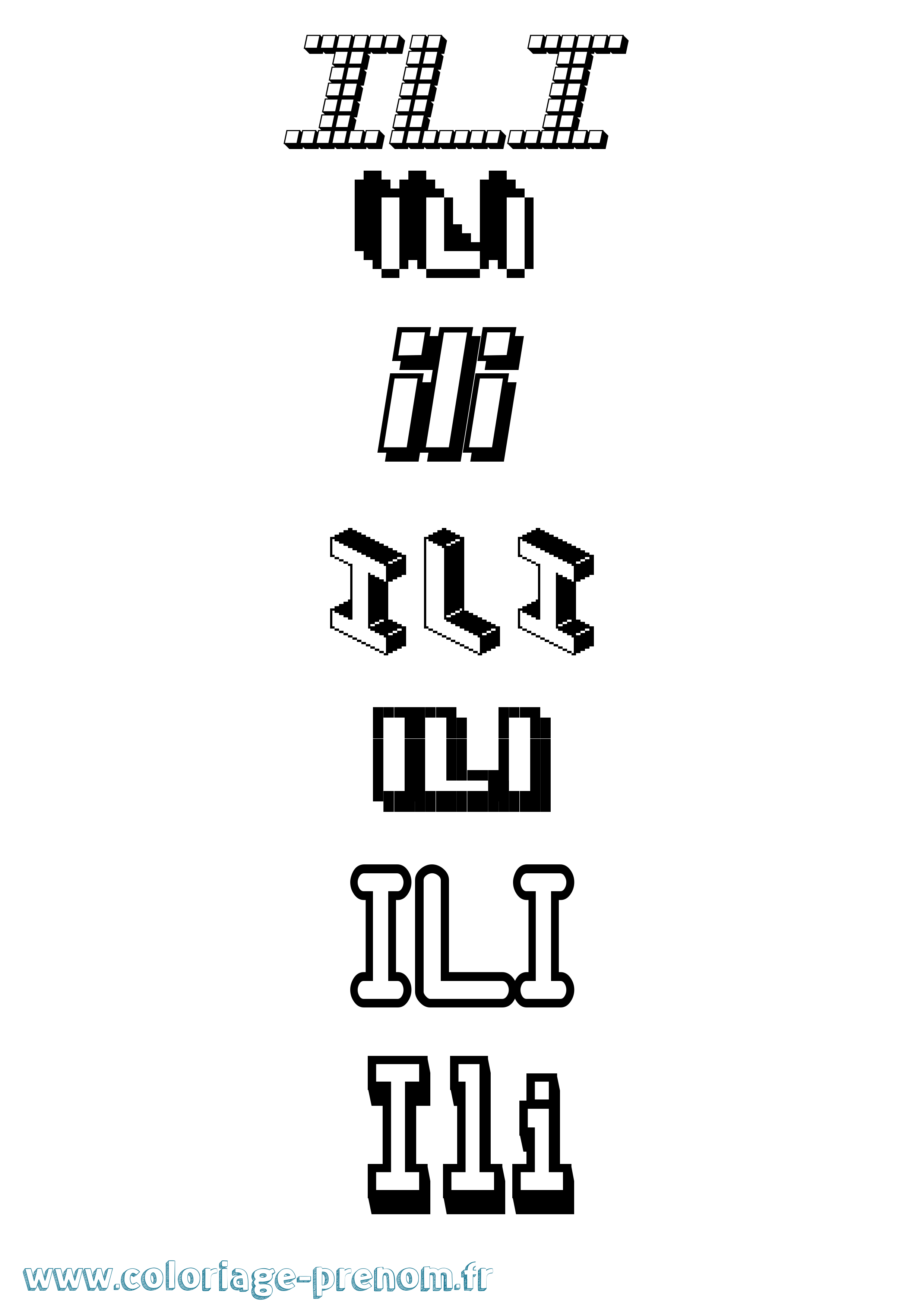 Coloriage Ili Pixel Coloriage prénom Ili Pixel
