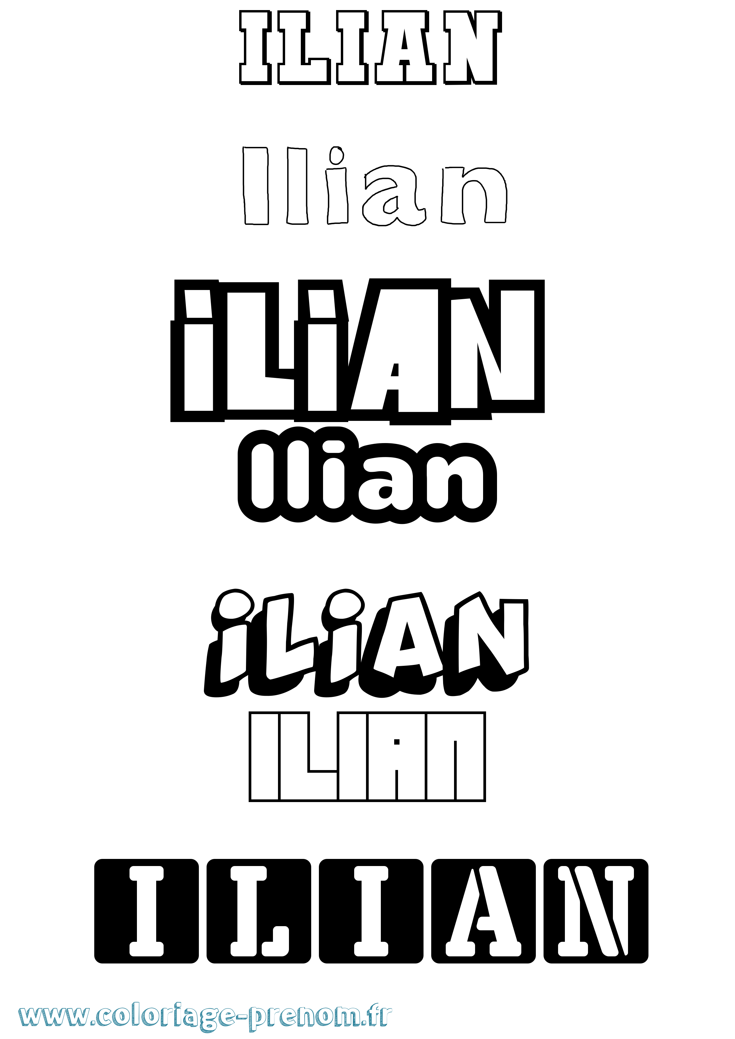Coloriage prénom Ilian Simple