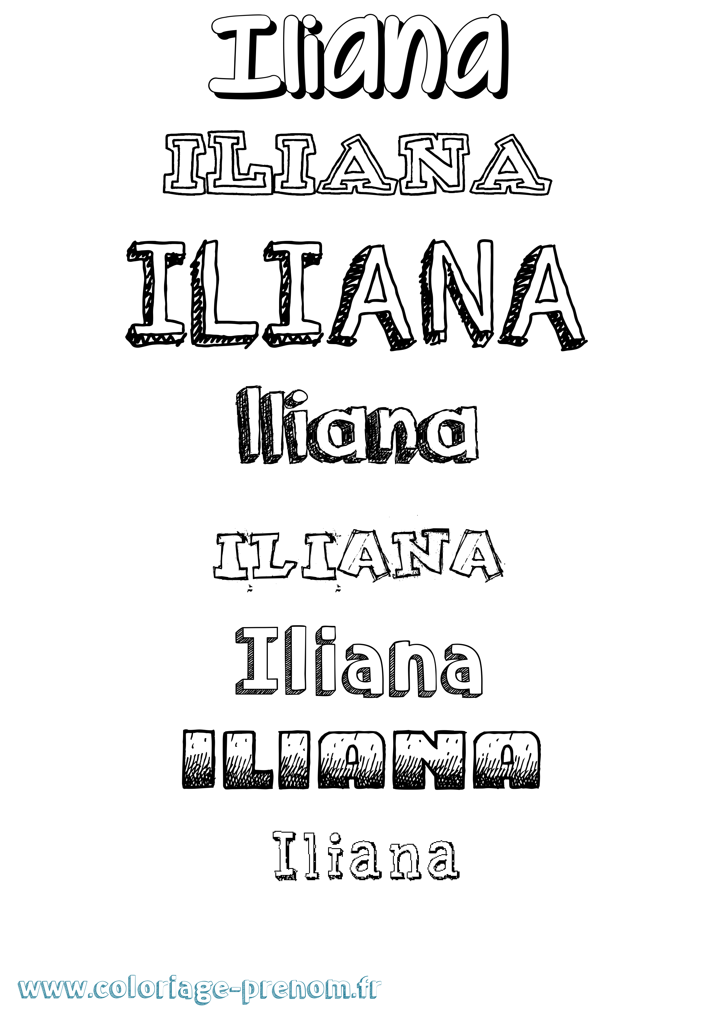 Coloriage prénom Iliana Dessiné