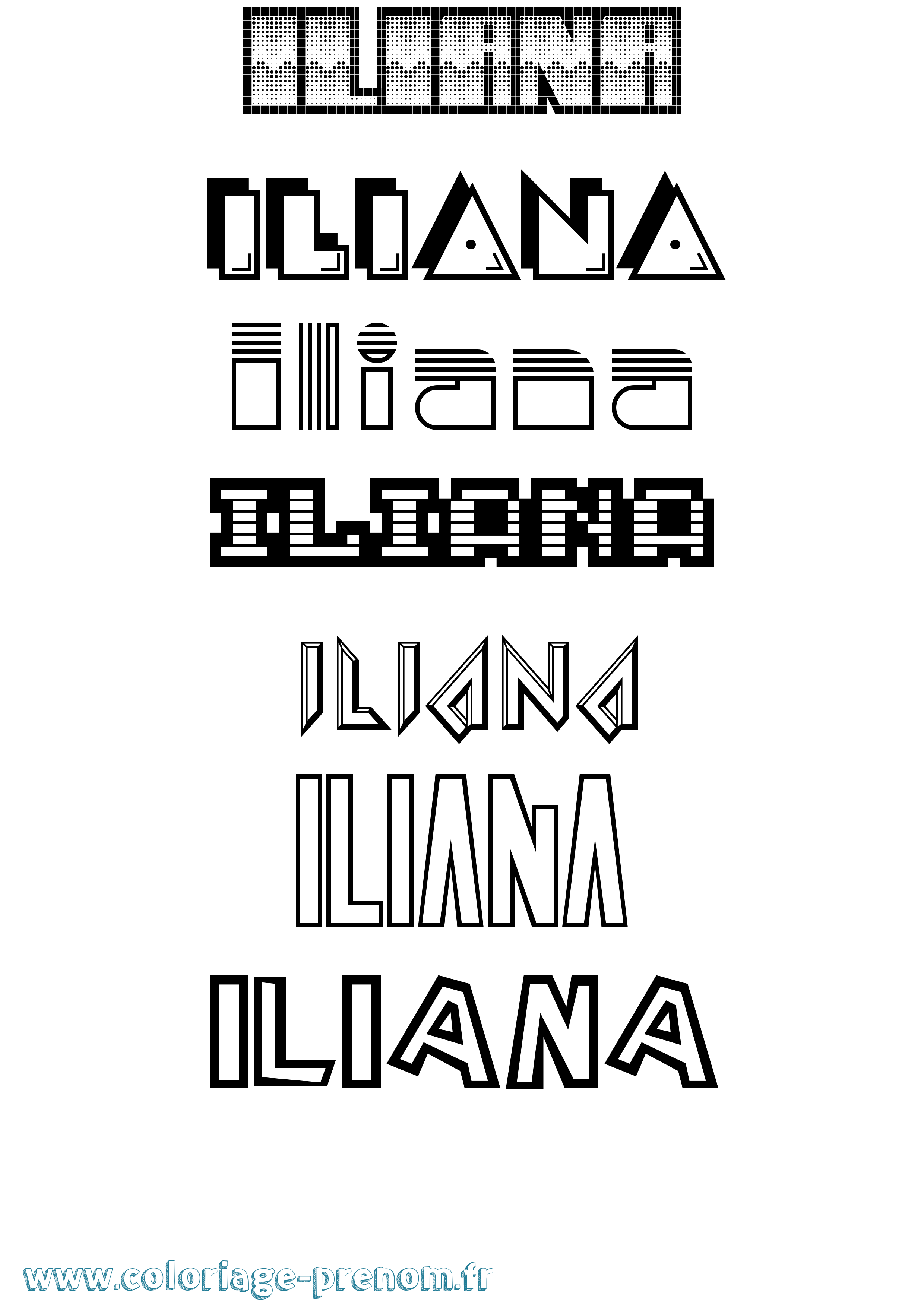 Coloriage prénom Iliana Jeux Vidéos