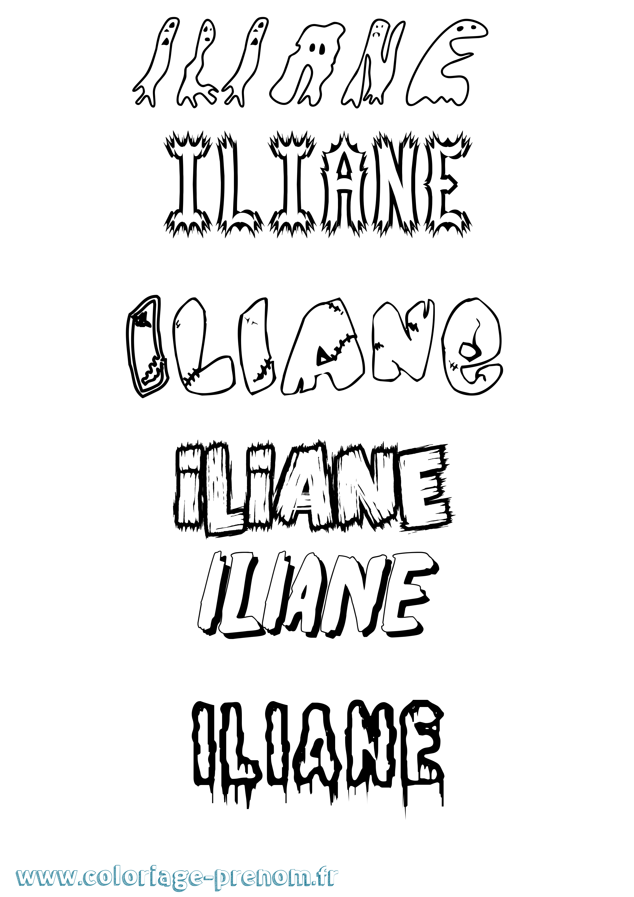 Coloriage prénom Iliane