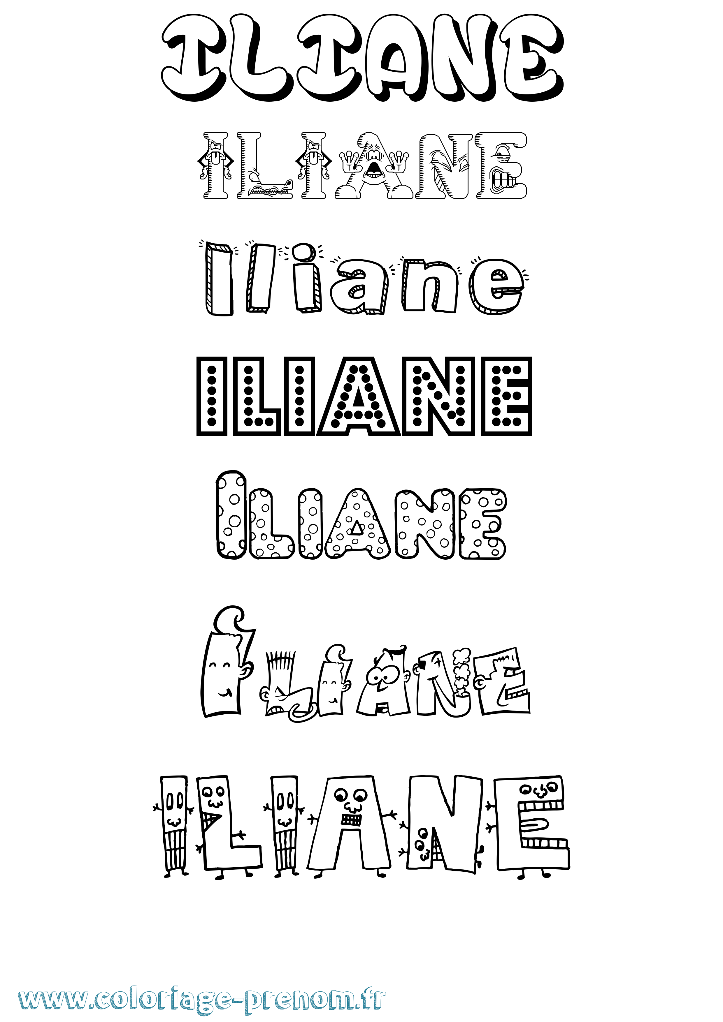 Coloriage prénom Iliane Fun