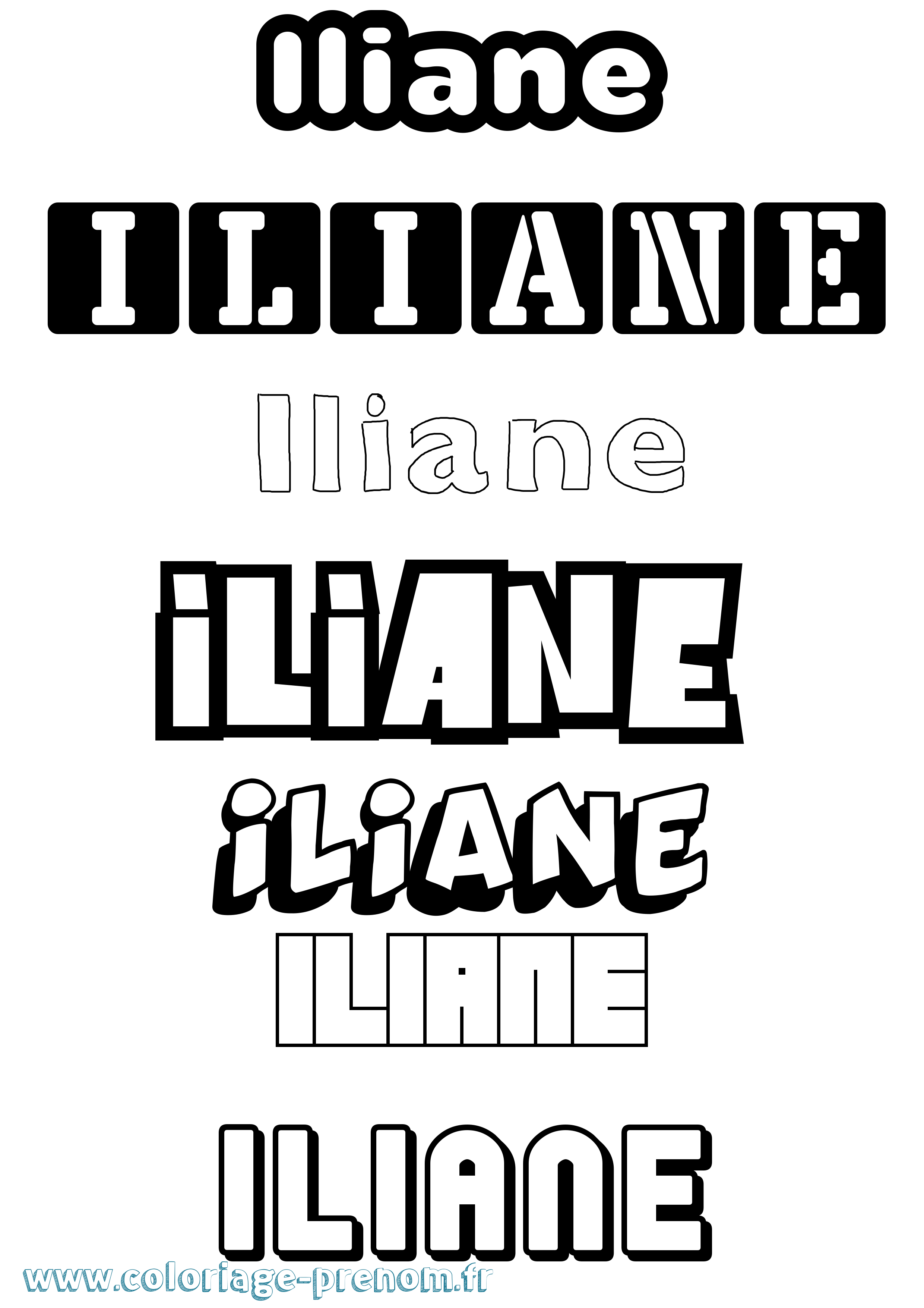 Coloriage prénom Iliane