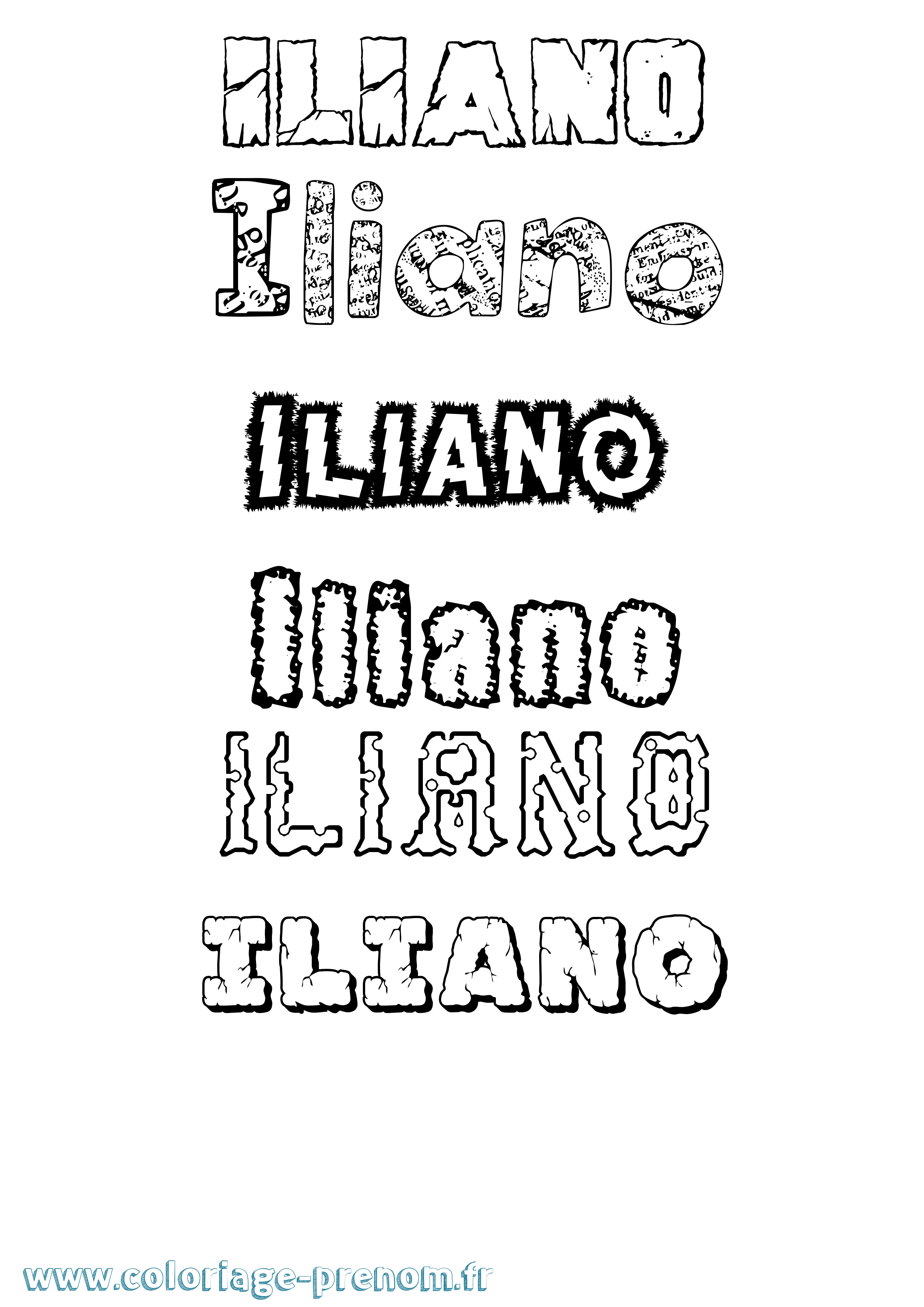 Coloriage prénom Iliano Destructuré
