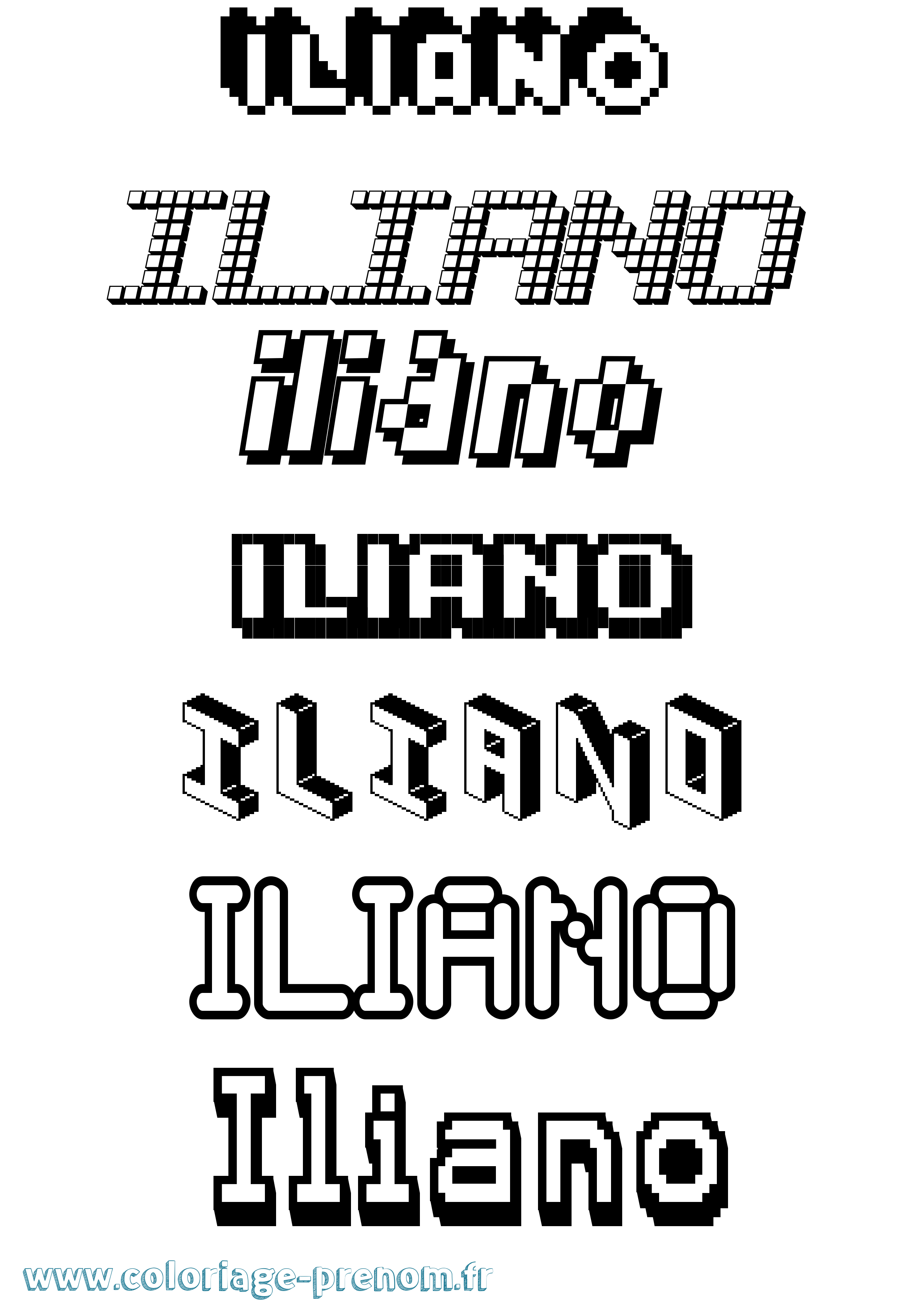 Coloriage prénom Iliano Pixel