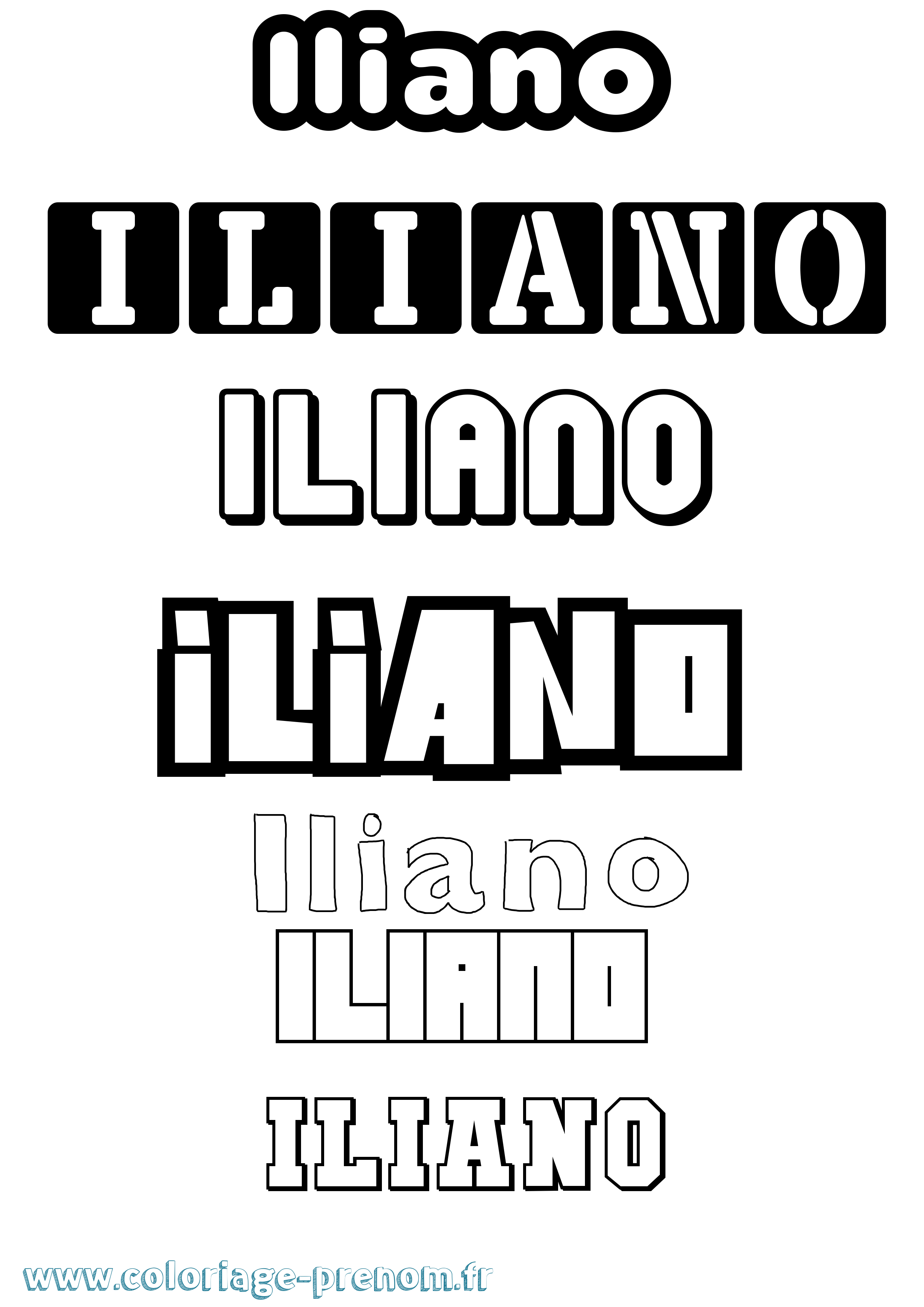 Coloriage prénom Iliano Simple