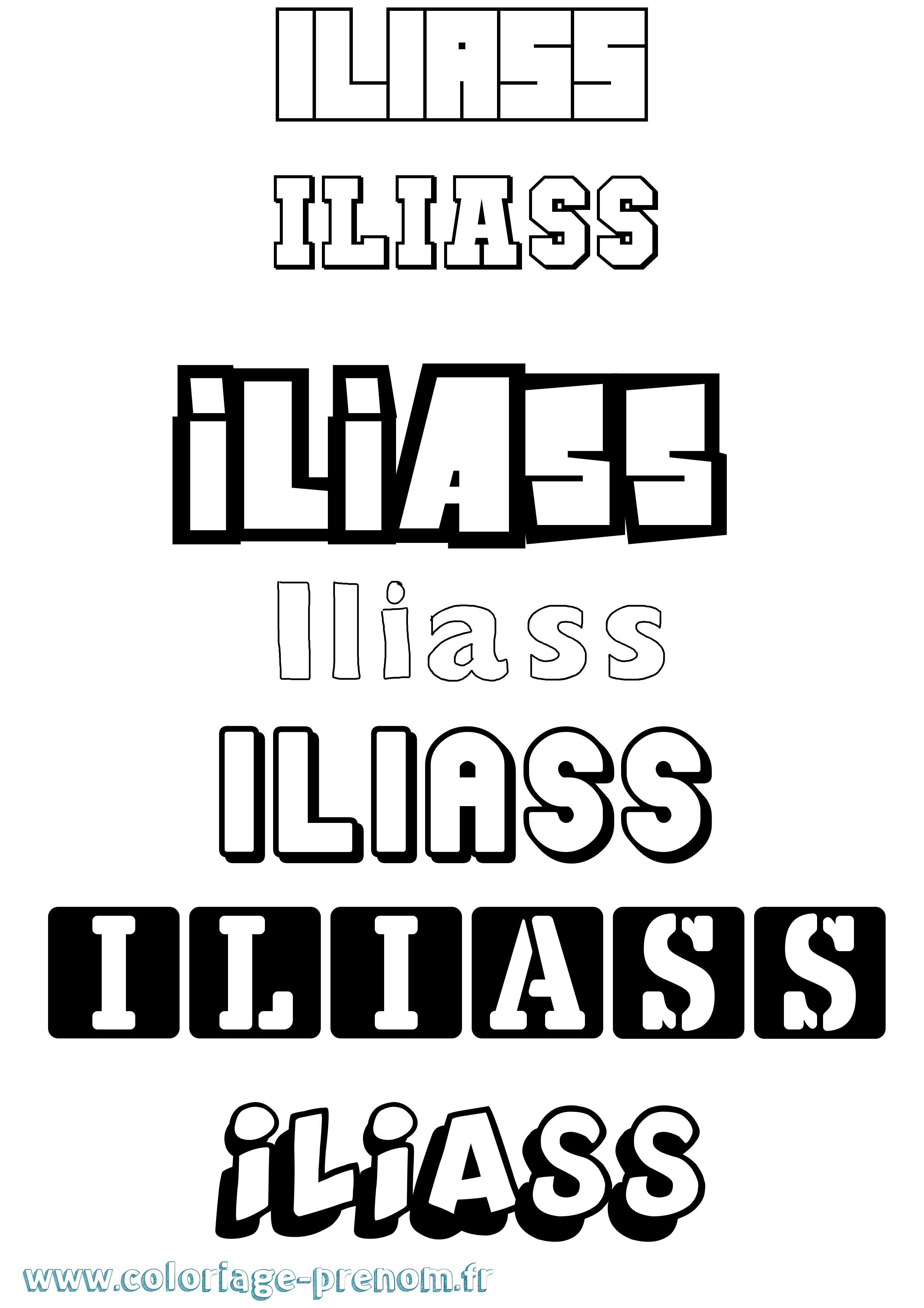 Coloriage prénom Iliass Simple