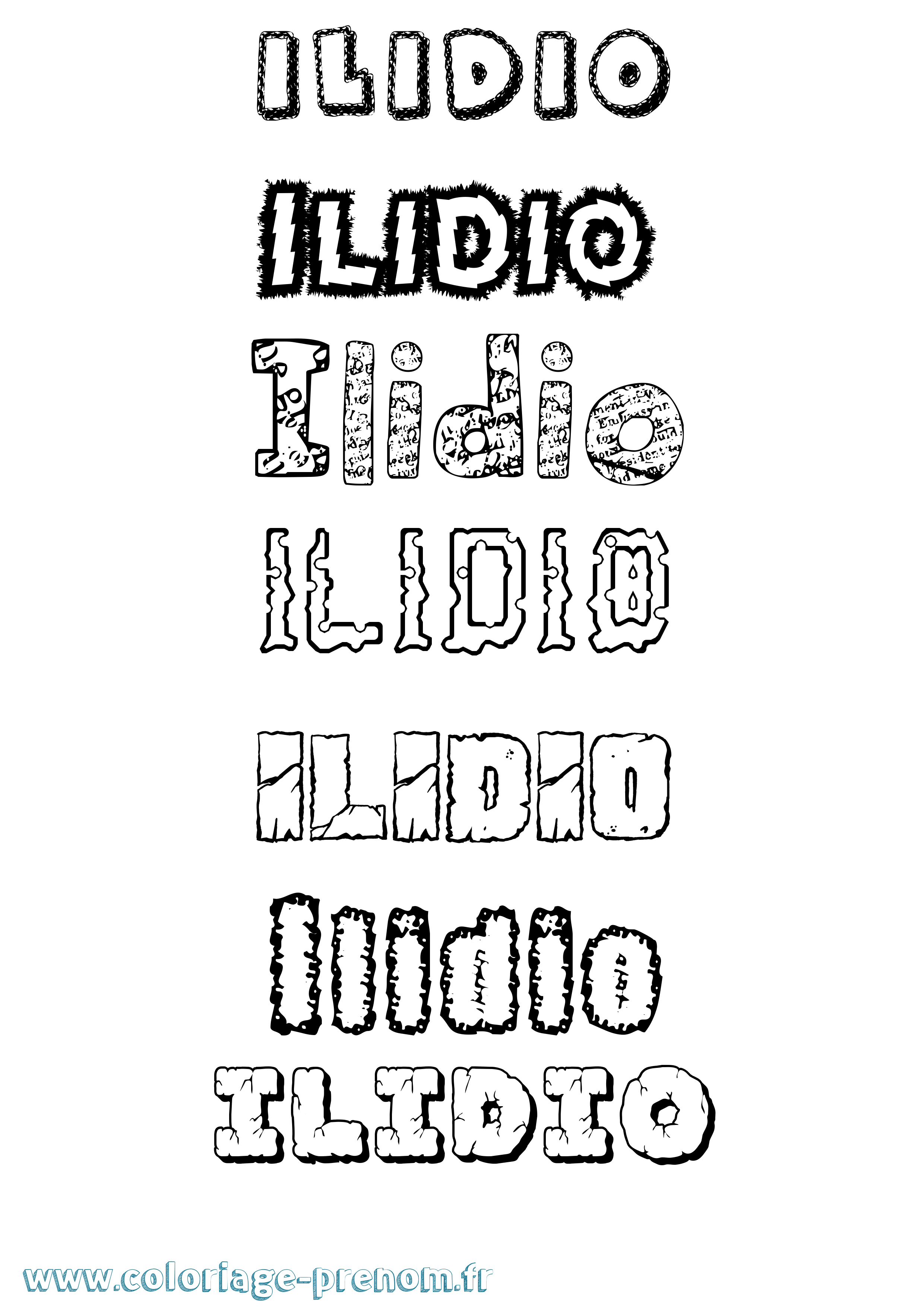 Coloriage prénom Ilidio Destructuré