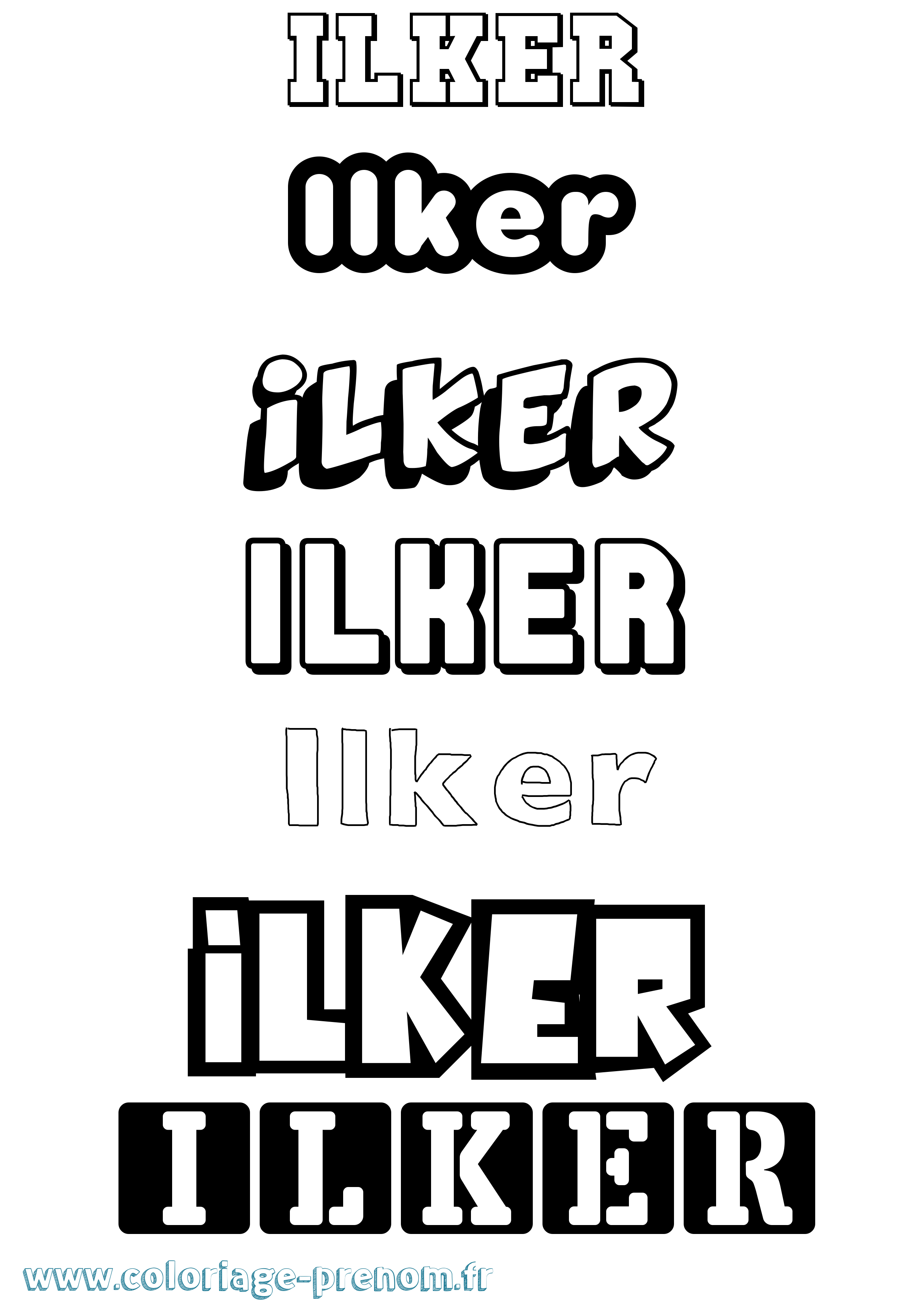 Coloriage prénom Ilker Simple
