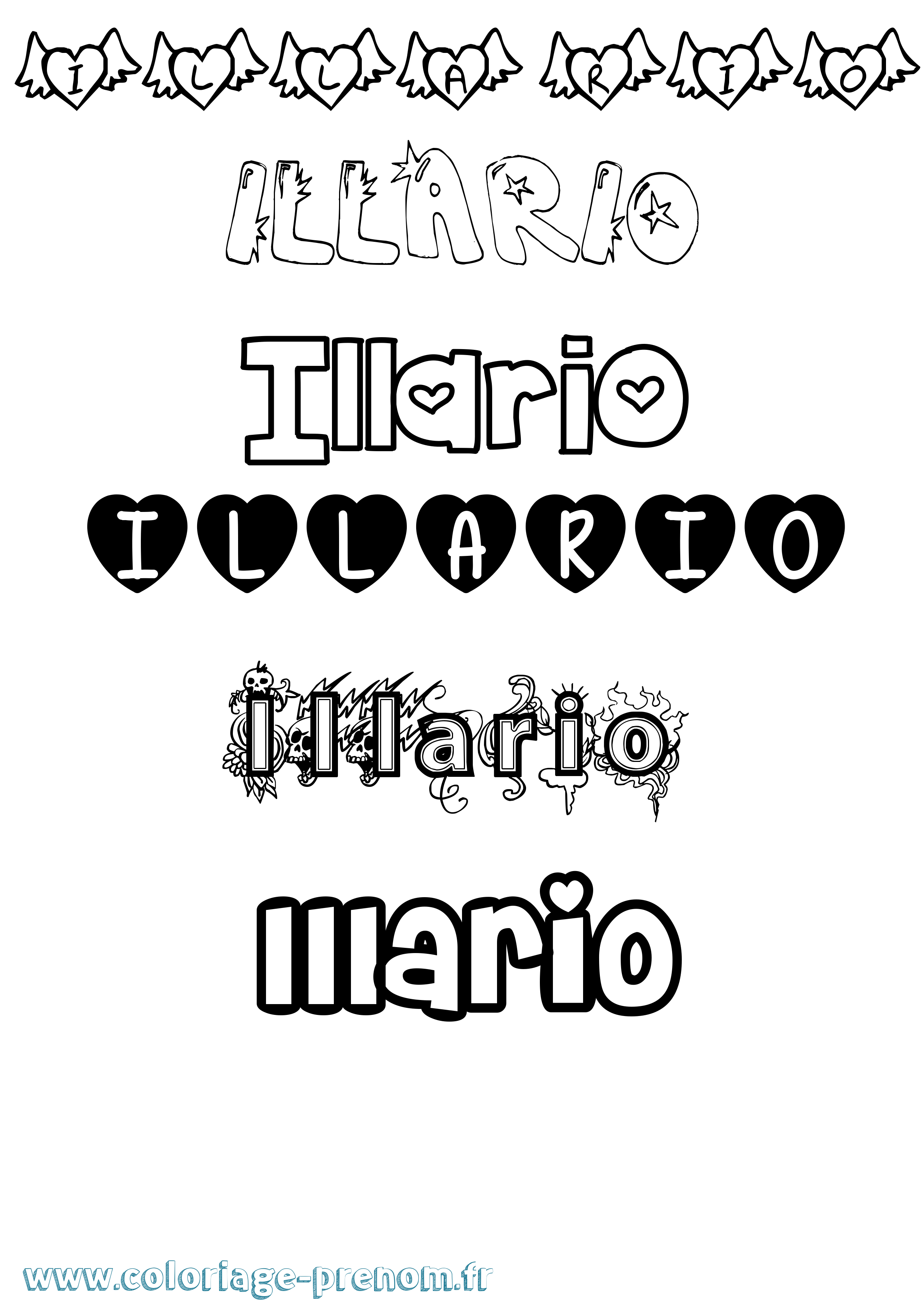 Coloriage Illario Girly Coloriage prénom Illario Girly