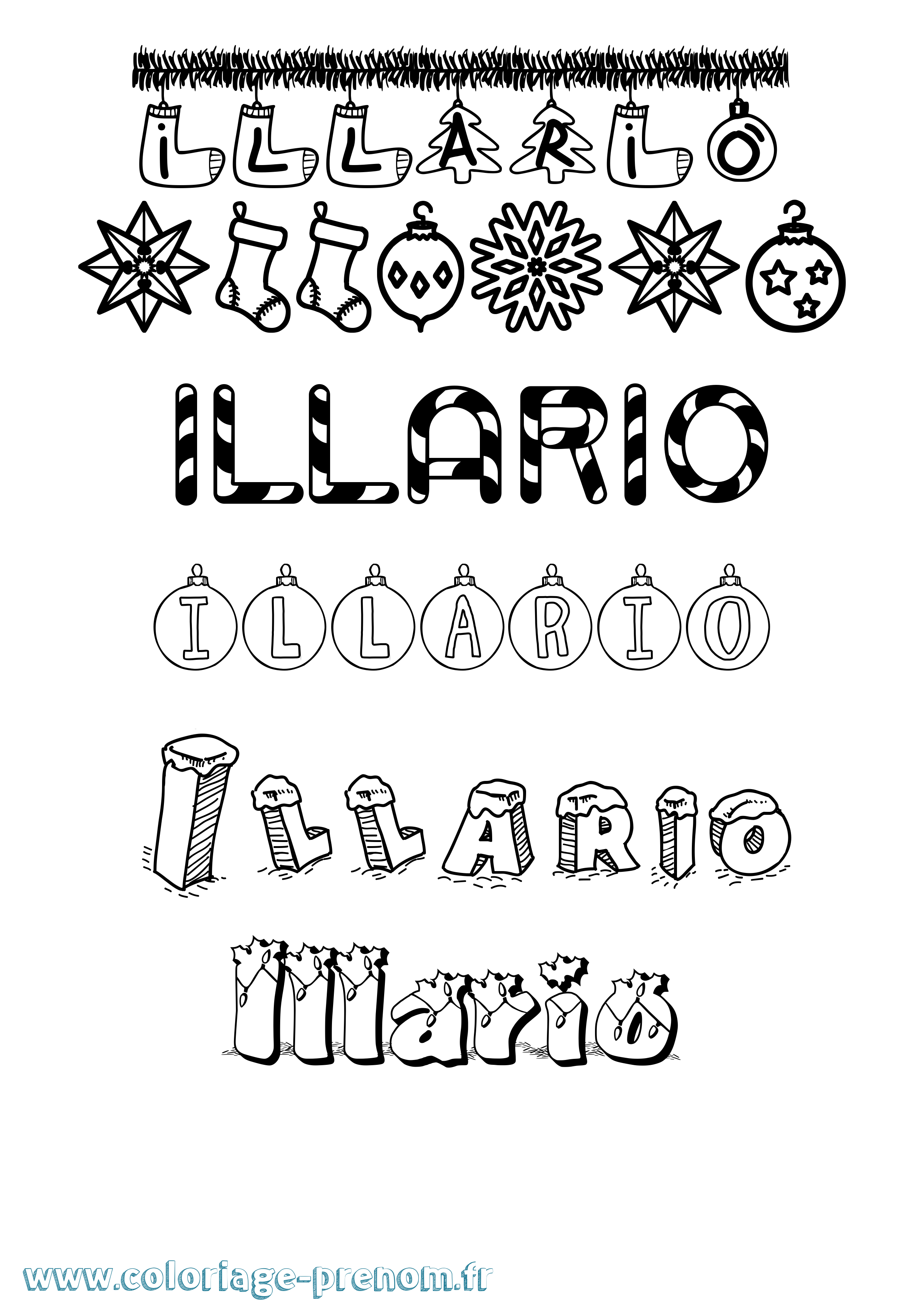 Coloriage Illario Noël Coloriage prénom Illario Noël