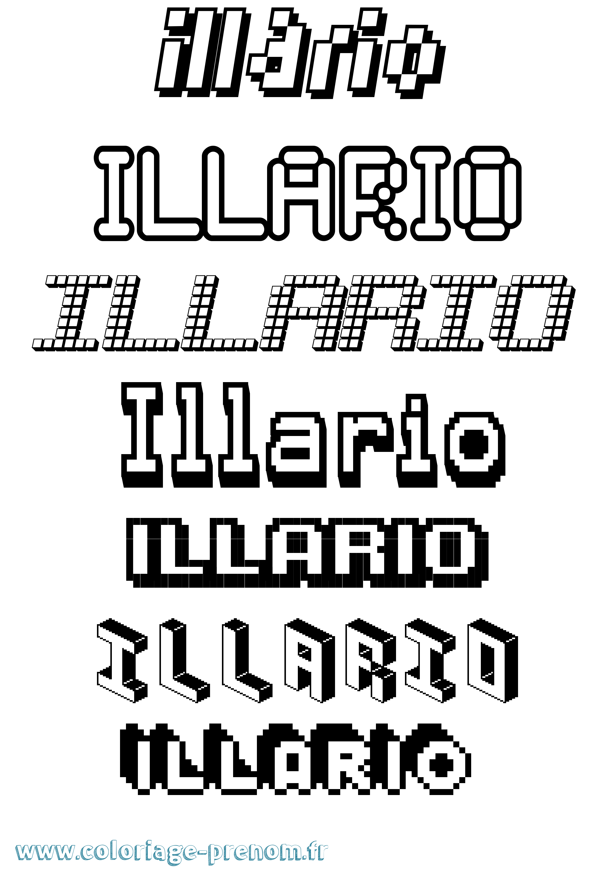 Coloriage Illario Pixel Coloriage prénom Illario Pixel