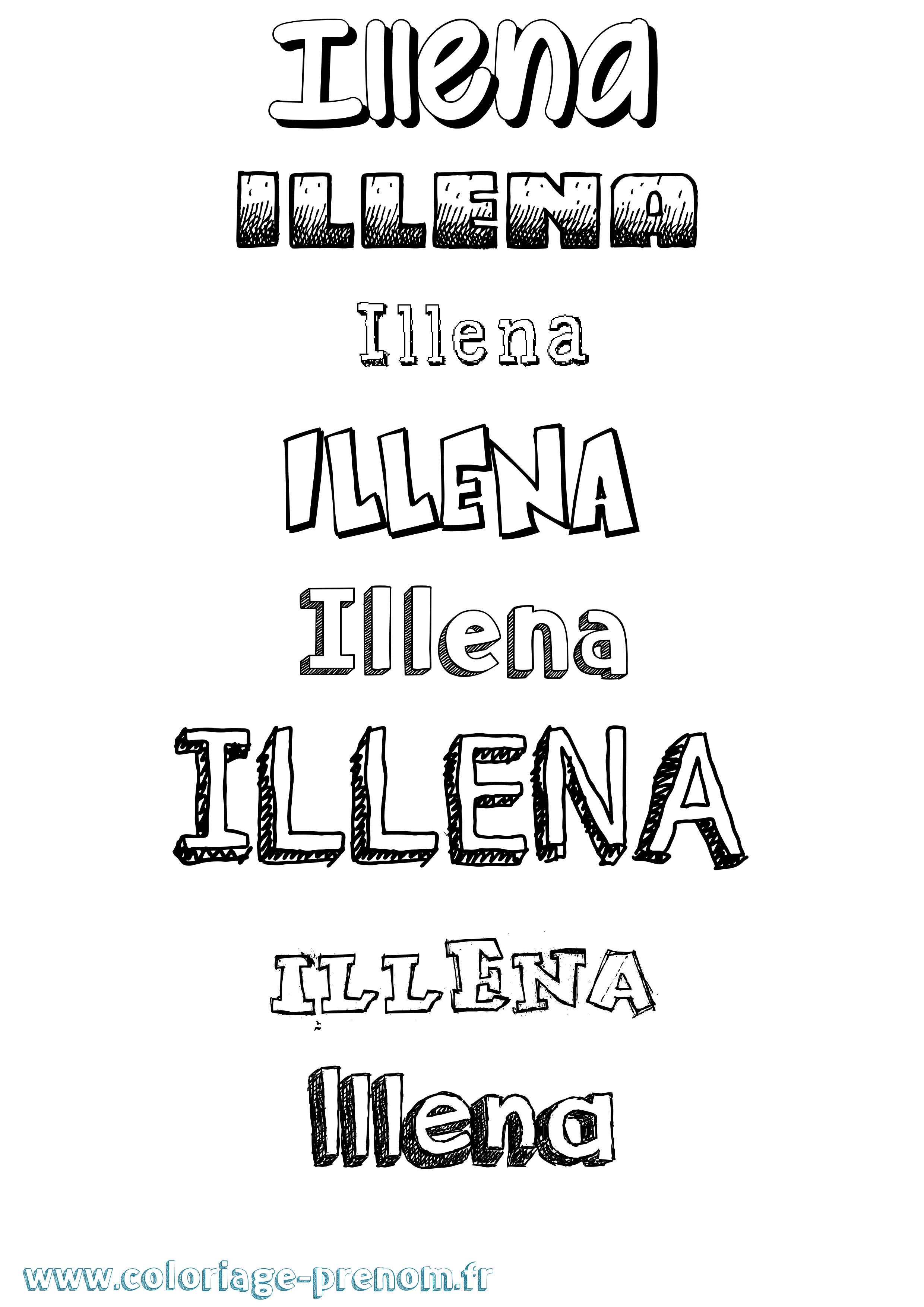 Coloriage prénom Illena Dessiné