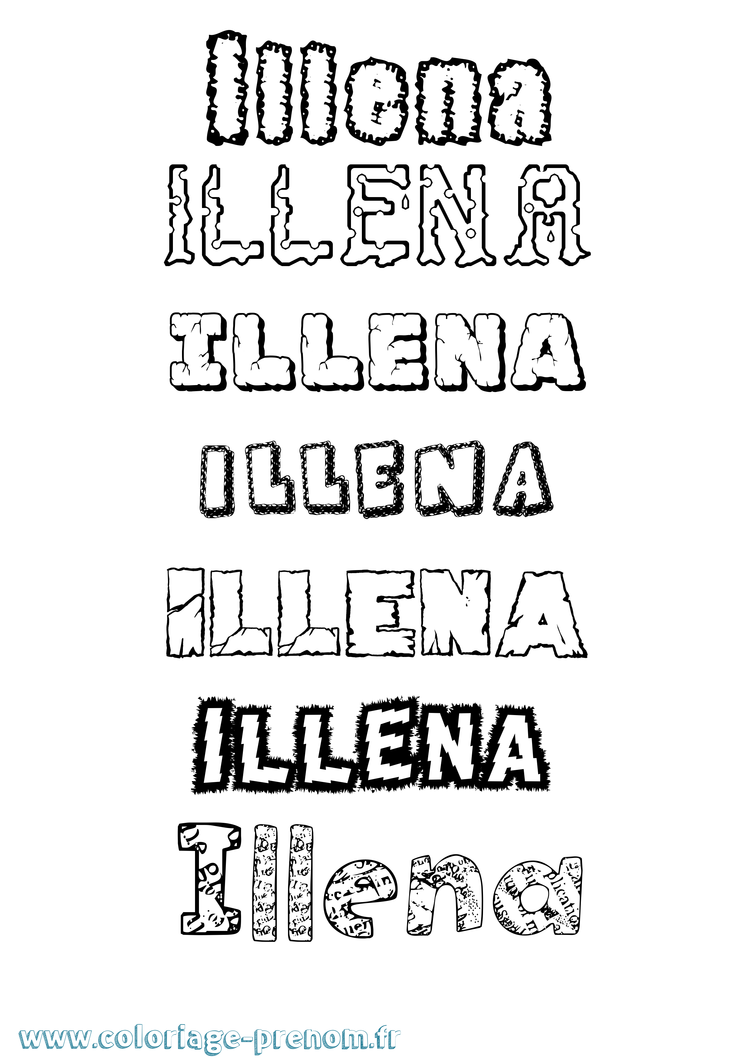 Coloriage prénom Illena Destructuré