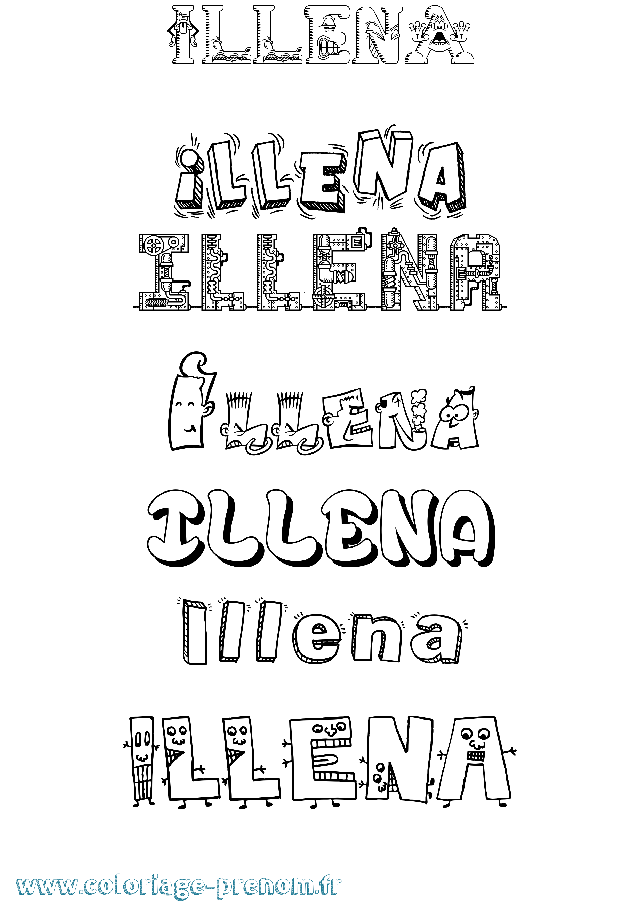 Coloriage prénom Illena Fun