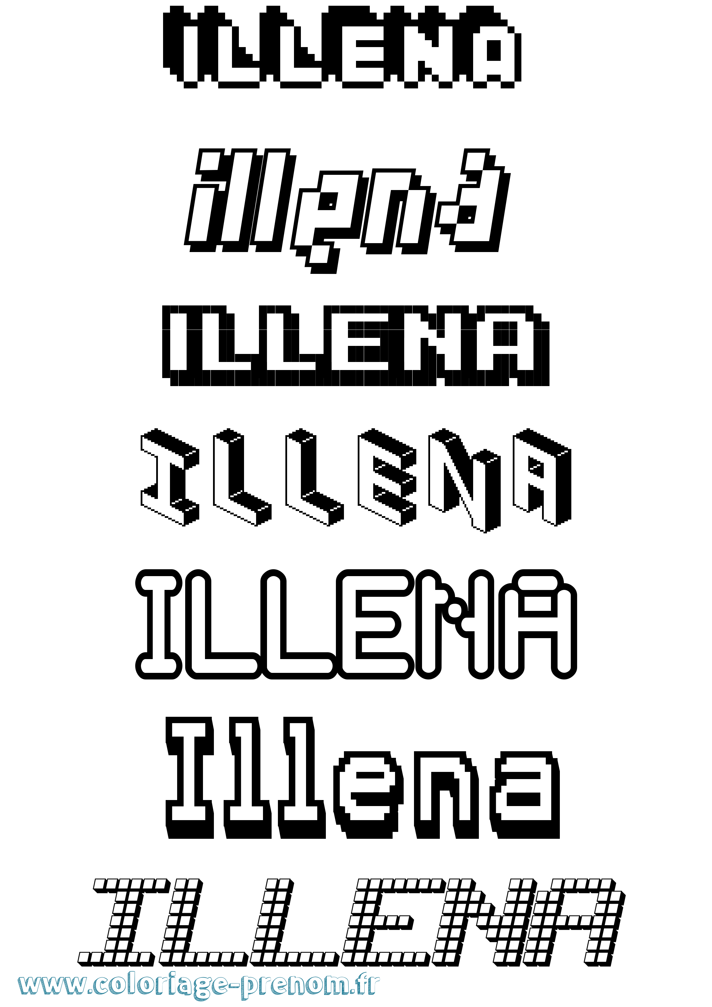 Coloriage prénom Illena Pixel