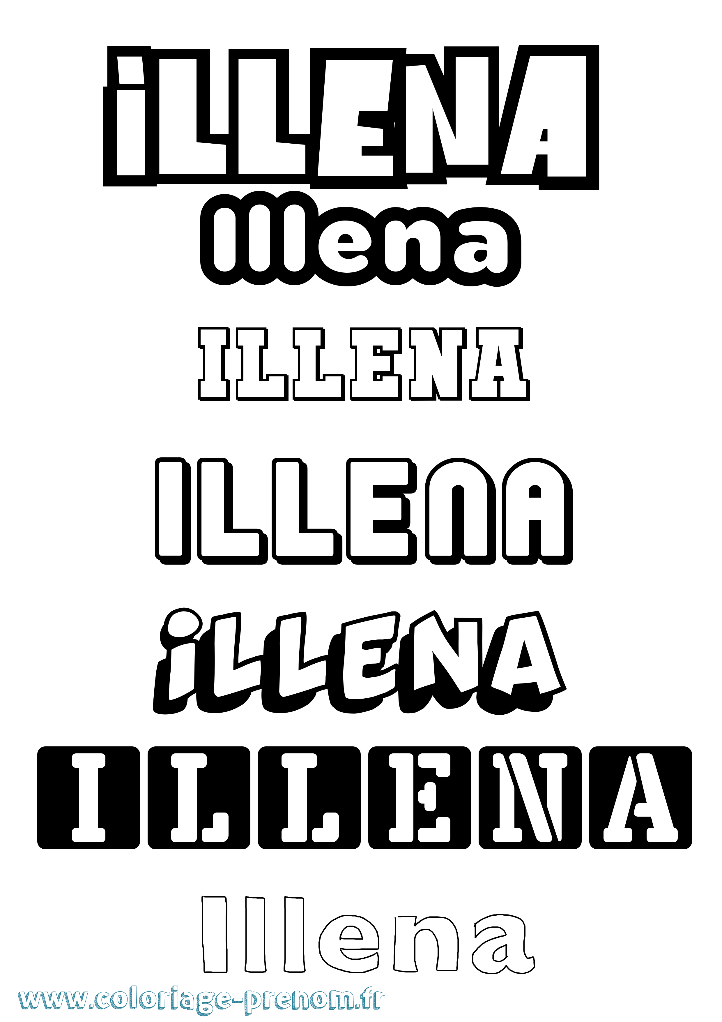 Coloriage prénom Illena Simple