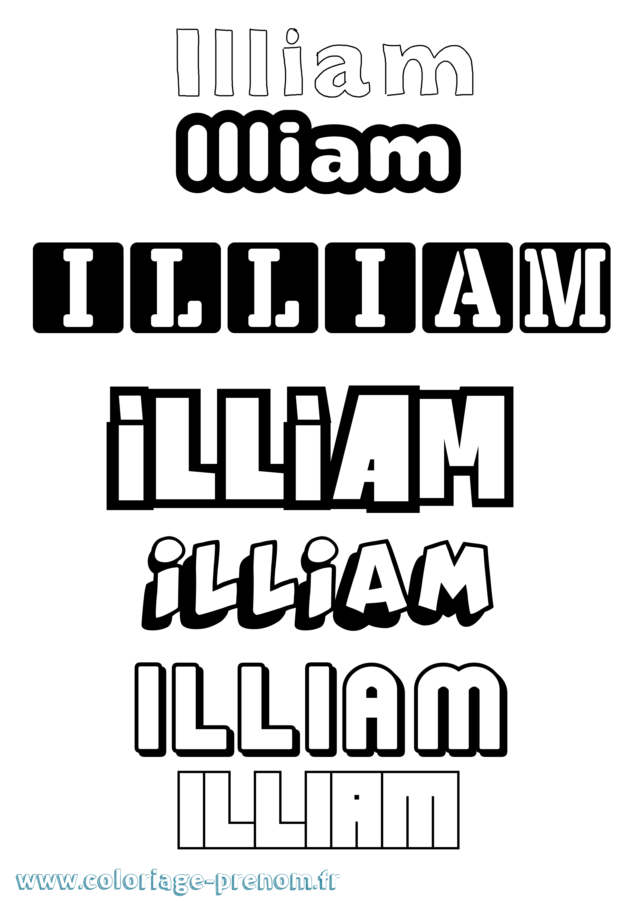 Coloriage prénom Illiam Simple