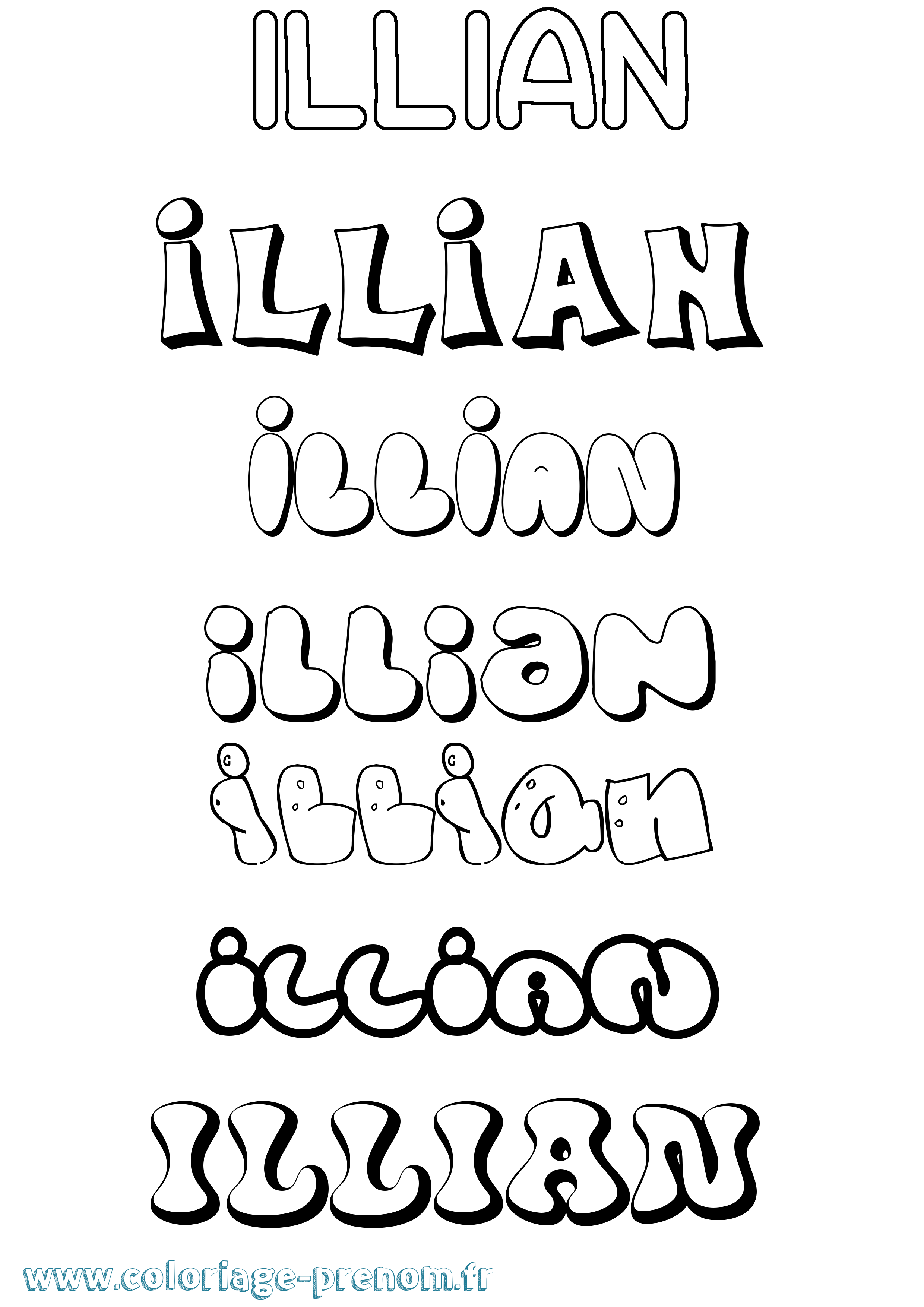 Coloriage Illian Bubble Coloriage prénom Illian Bubble