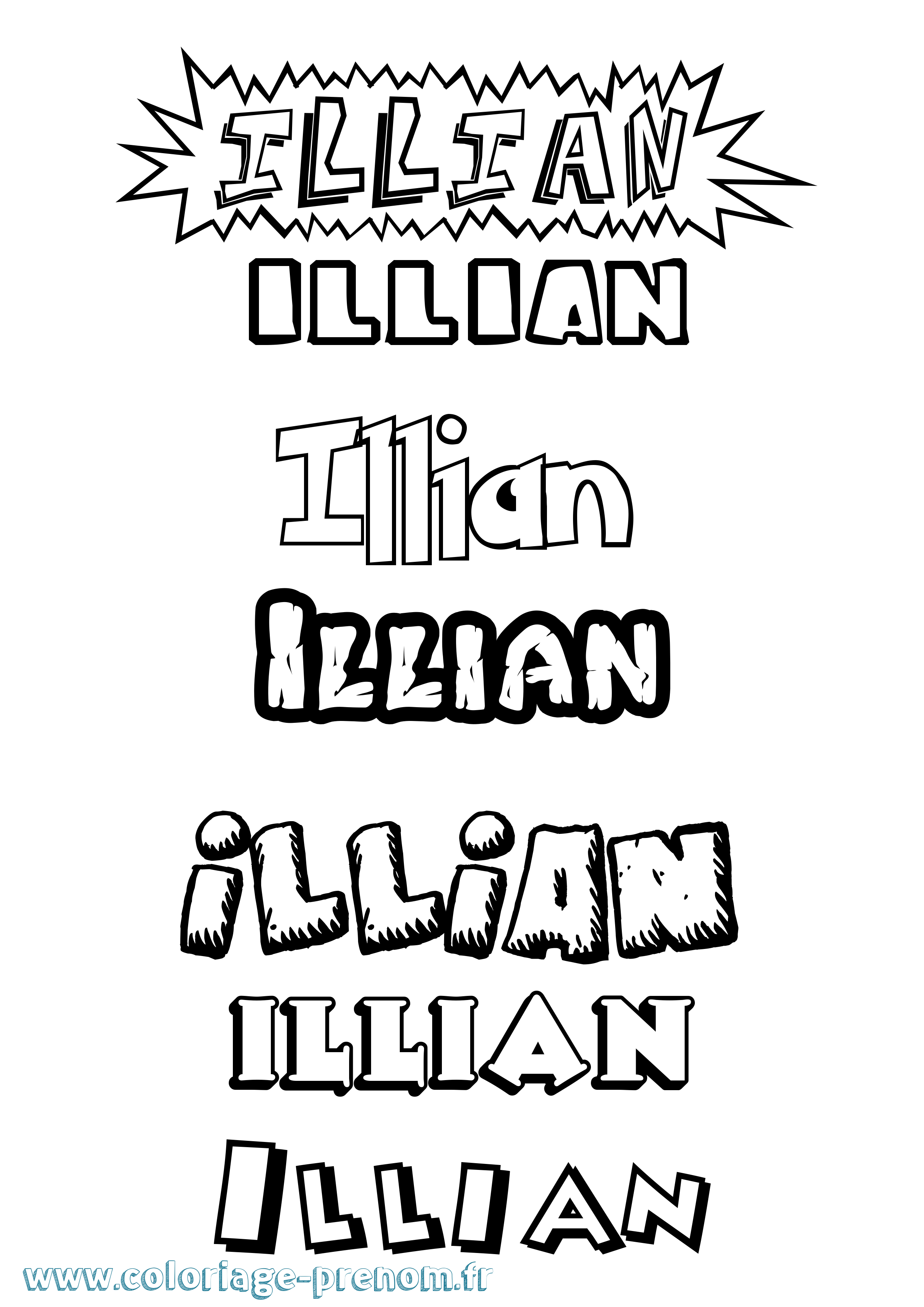 Coloriage Illian Dessin Animé Coloriage prénom Illian Dessin Animé
