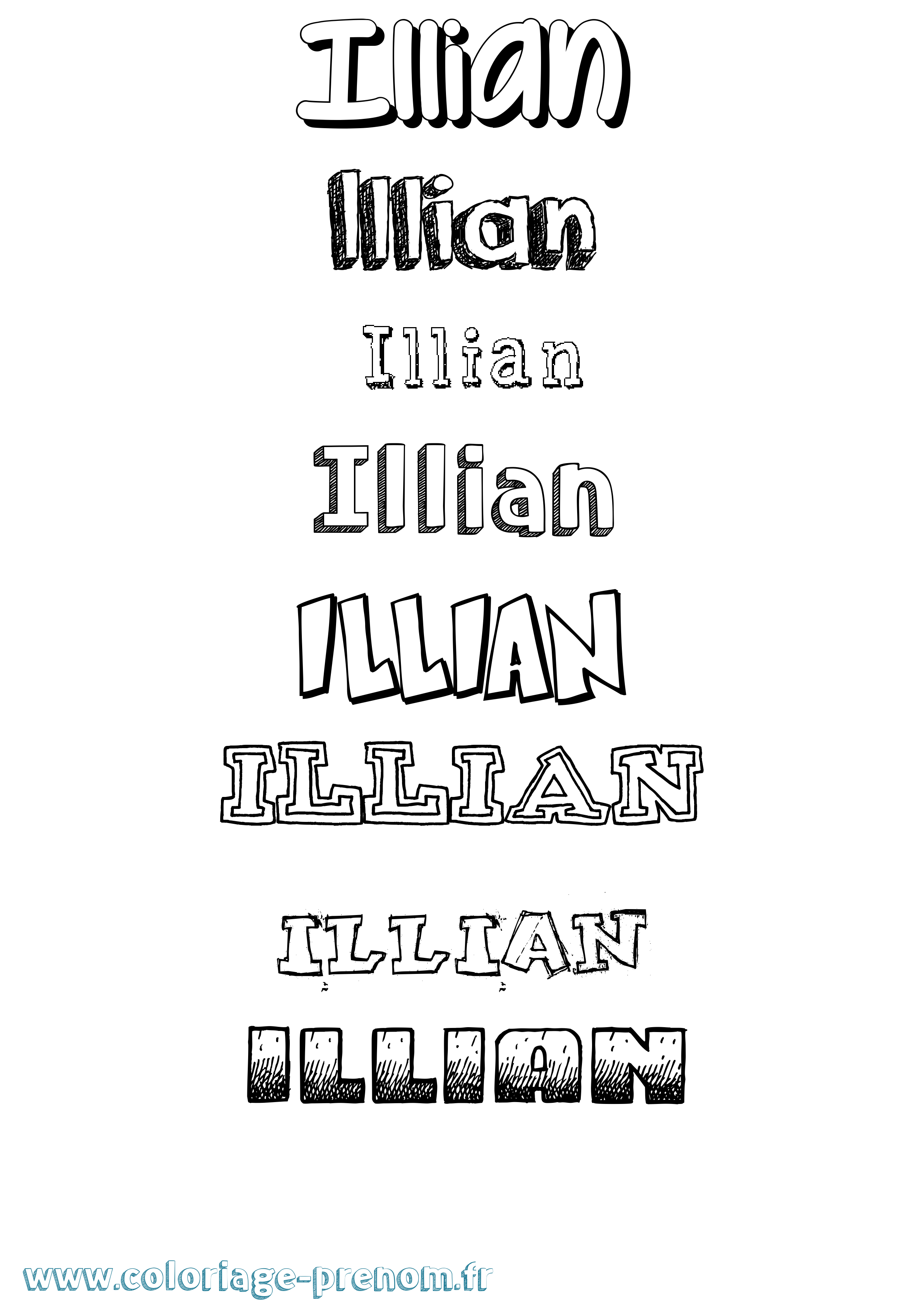 Coloriage prénom Illian Dessiné