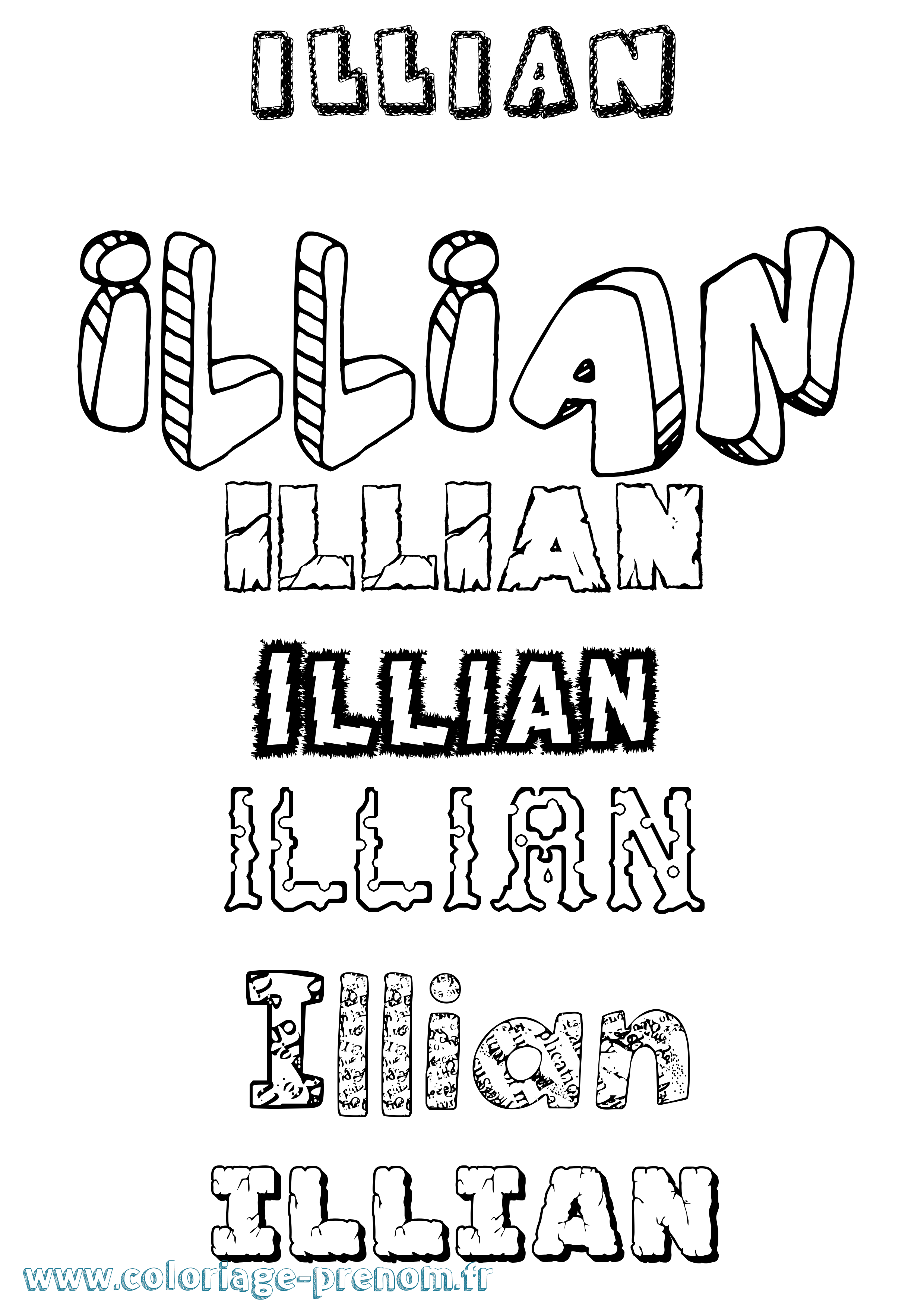 Coloriage Illian Destructuré Coloriage prénom Illian Destructuré
