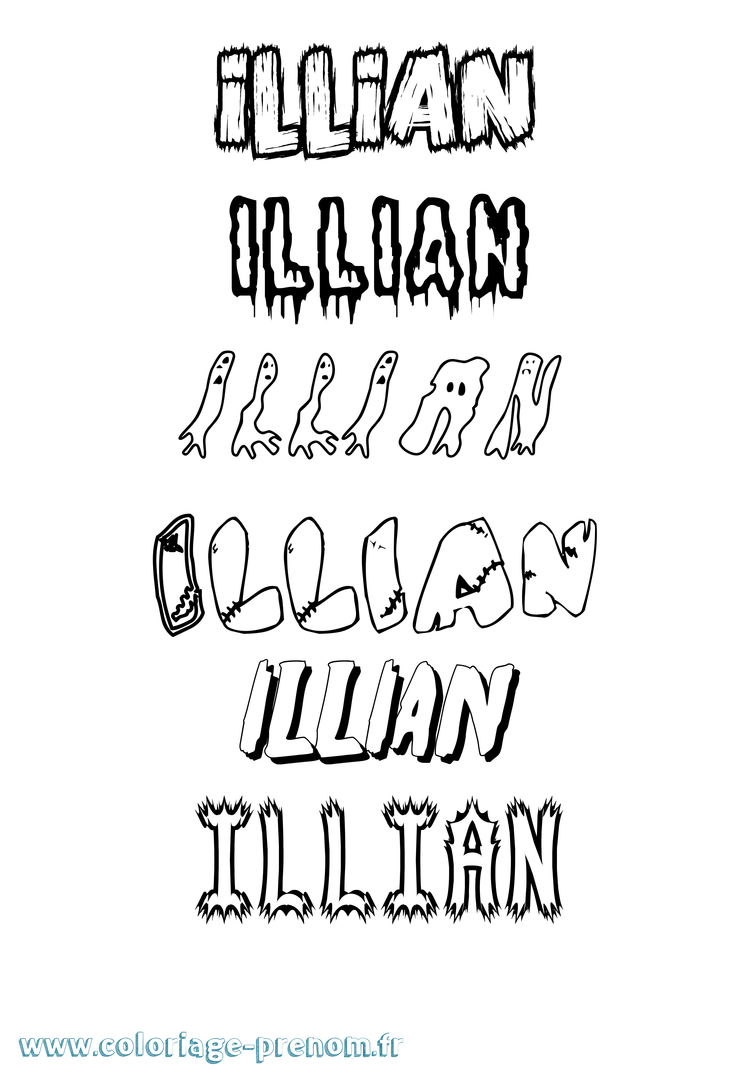 Coloriage Illian Frisson Coloriage prénom Illian Frisson