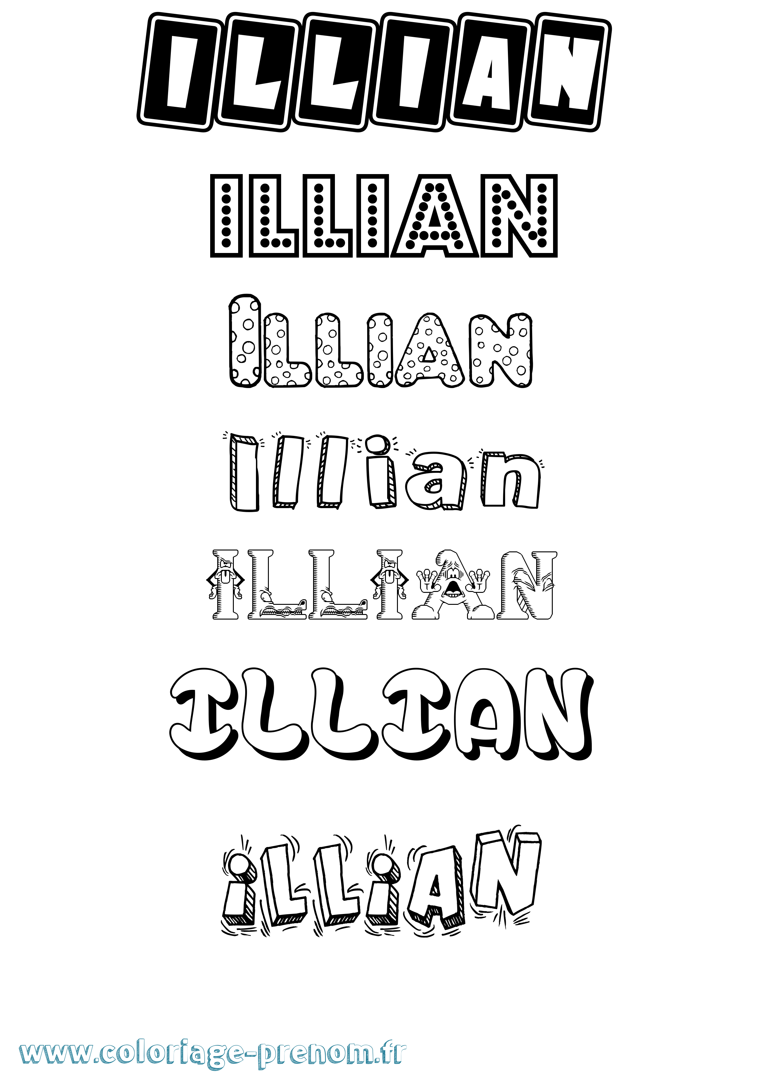 Coloriage prénom Illian Fun