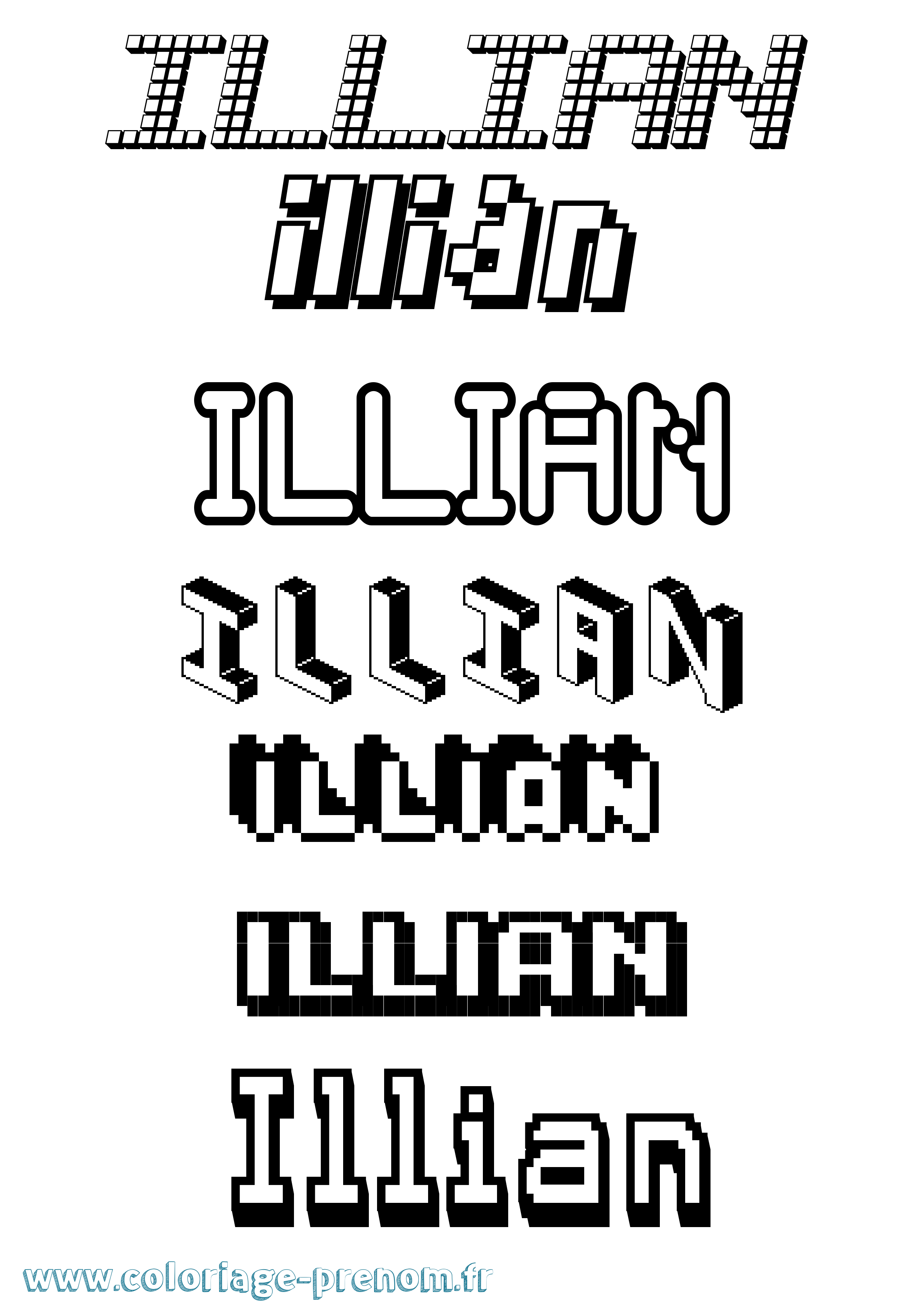 Coloriage Illian Pixel Coloriage prénom Illian Pixel