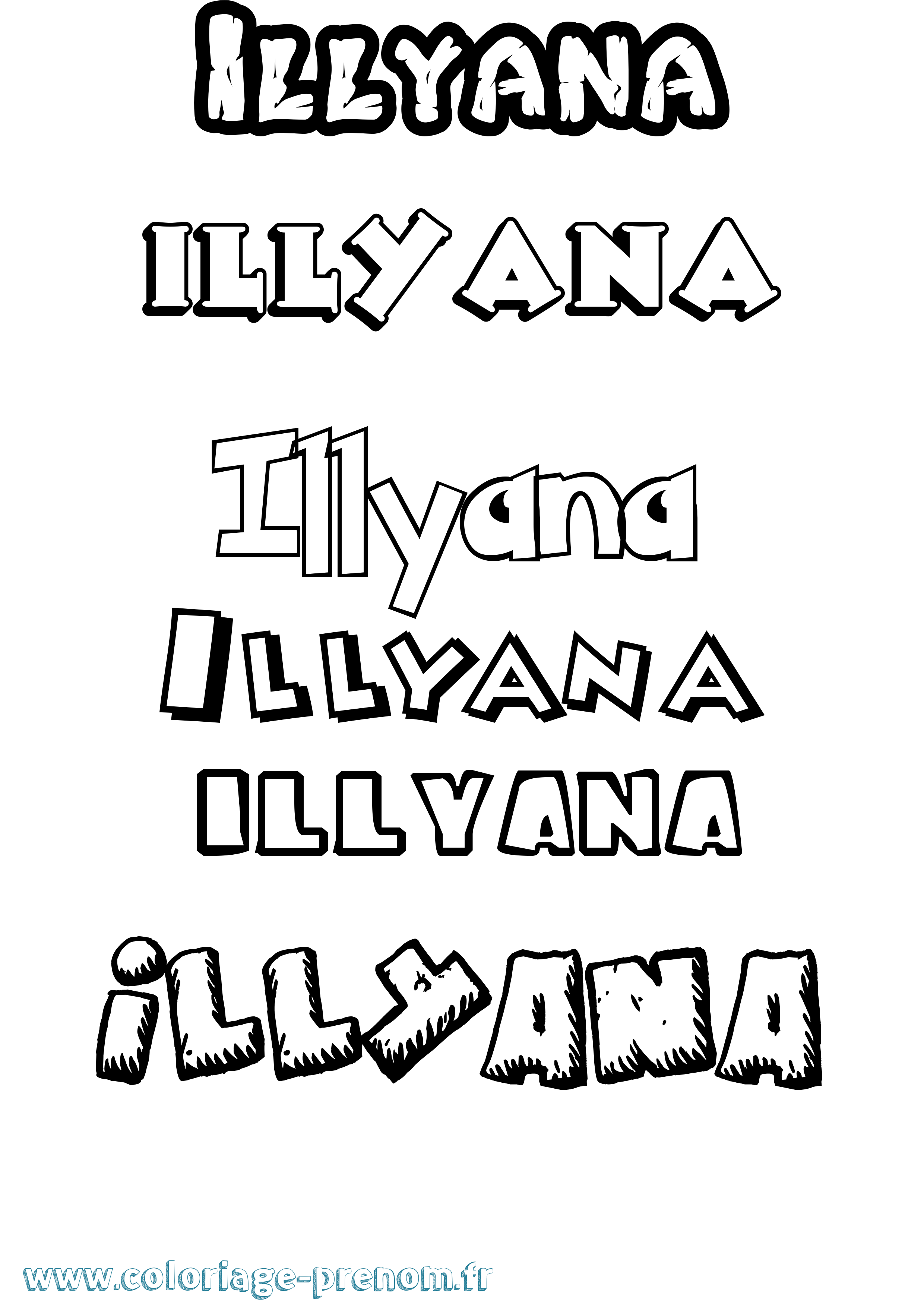 Coloriage Illyana Dessin Animé Coloriage prénom Illyana Dessin Animé