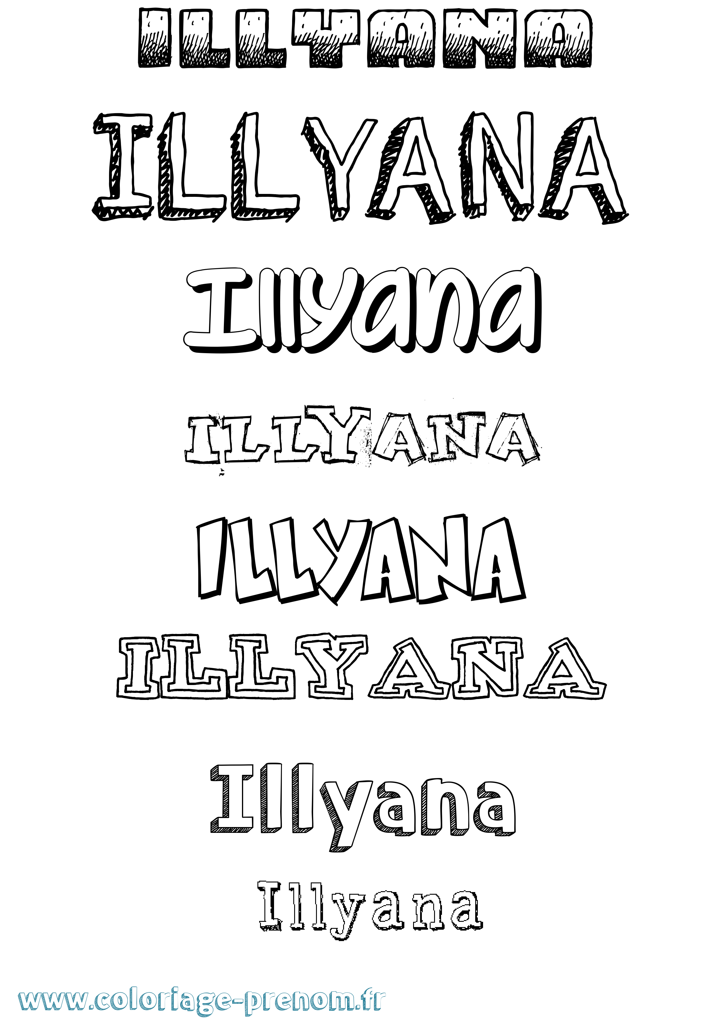 Coloriage Illyana Dessiné Coloriage prénom Illyana Dessiné