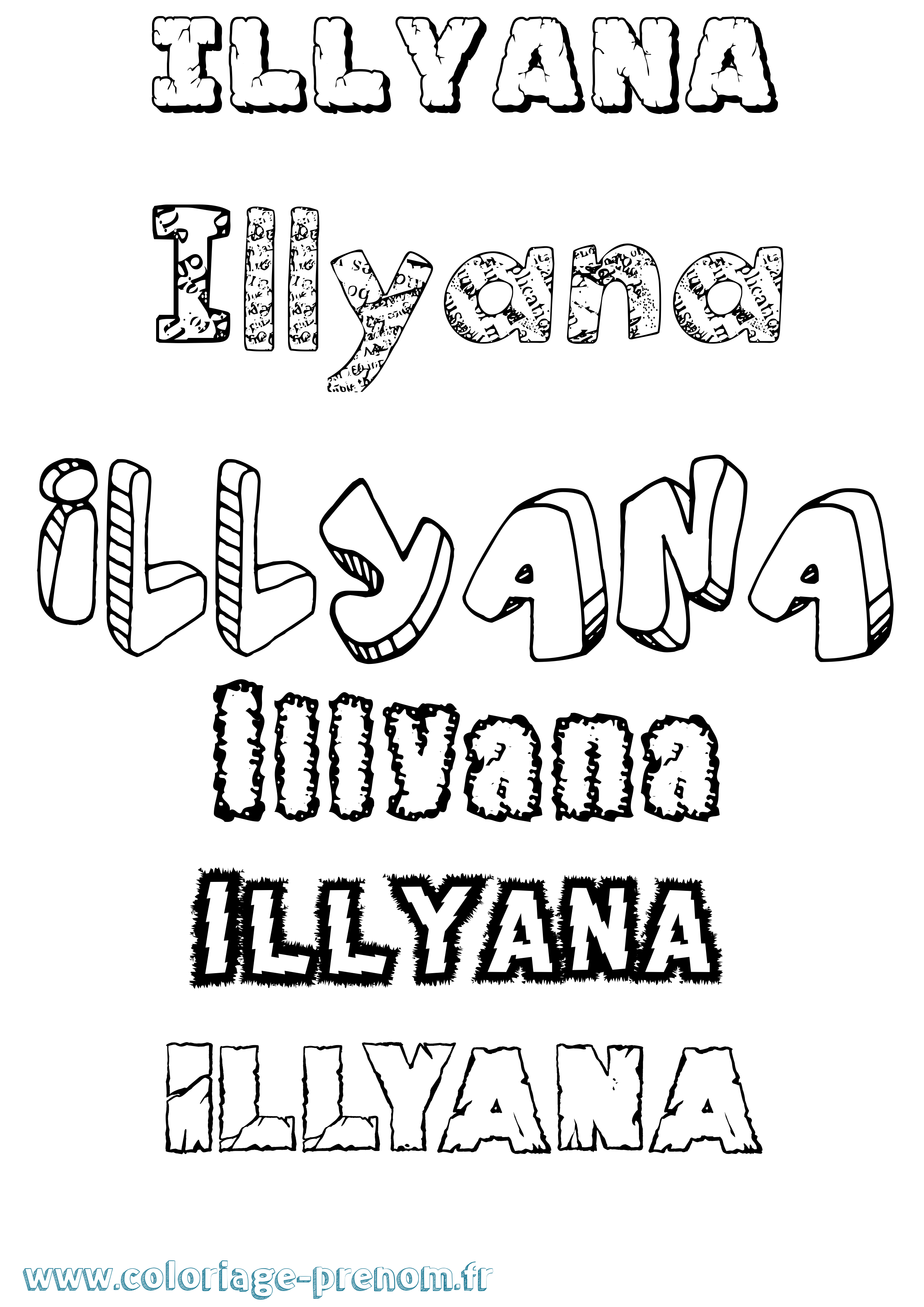Coloriage Illyana Destructuré Coloriage prénom Illyana Destructuré