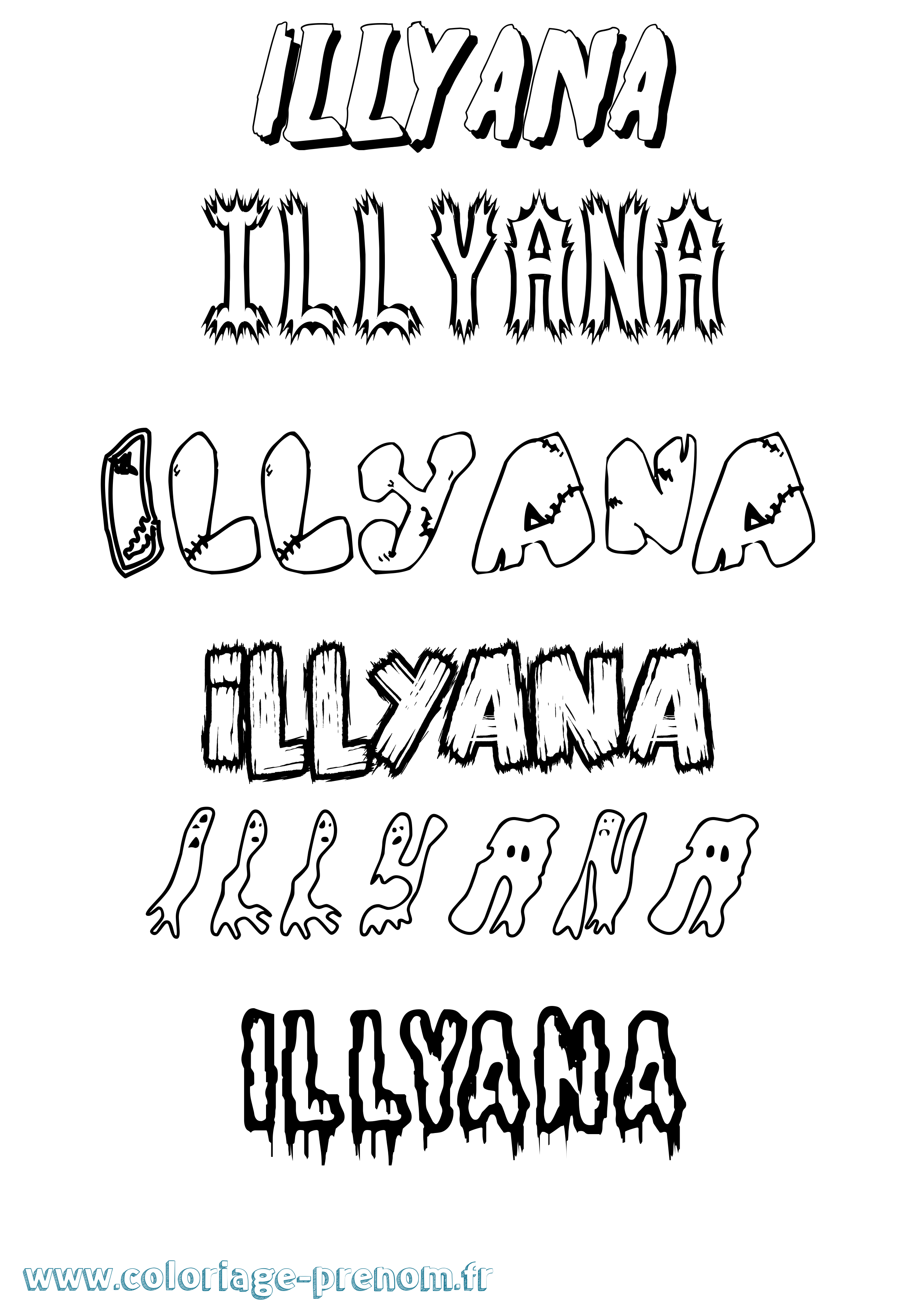 Coloriage Illyana Frisson Coloriage prénom Illyana Frisson