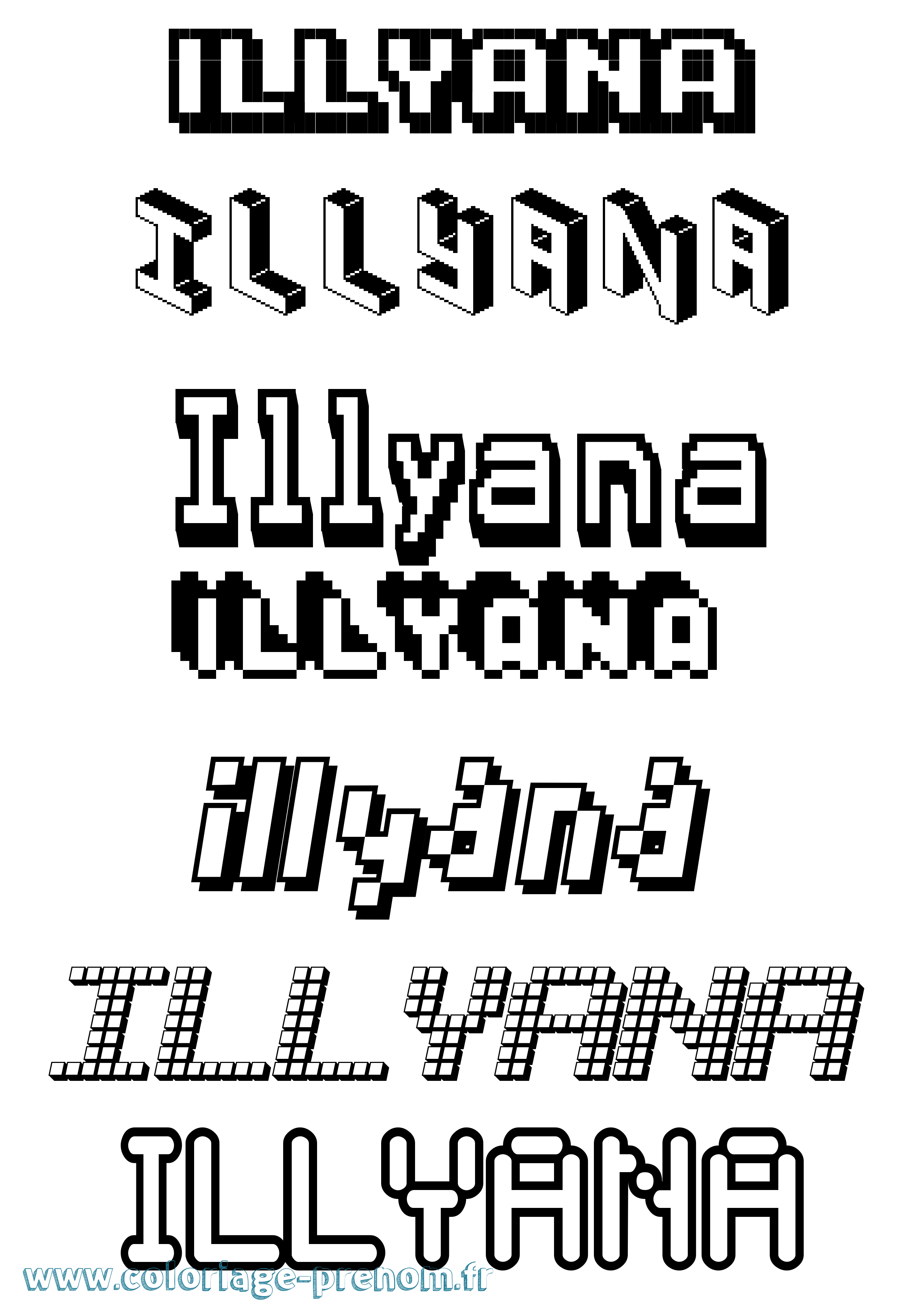 Coloriage Illyana Pixel Coloriage prénom Illyana Pixel
