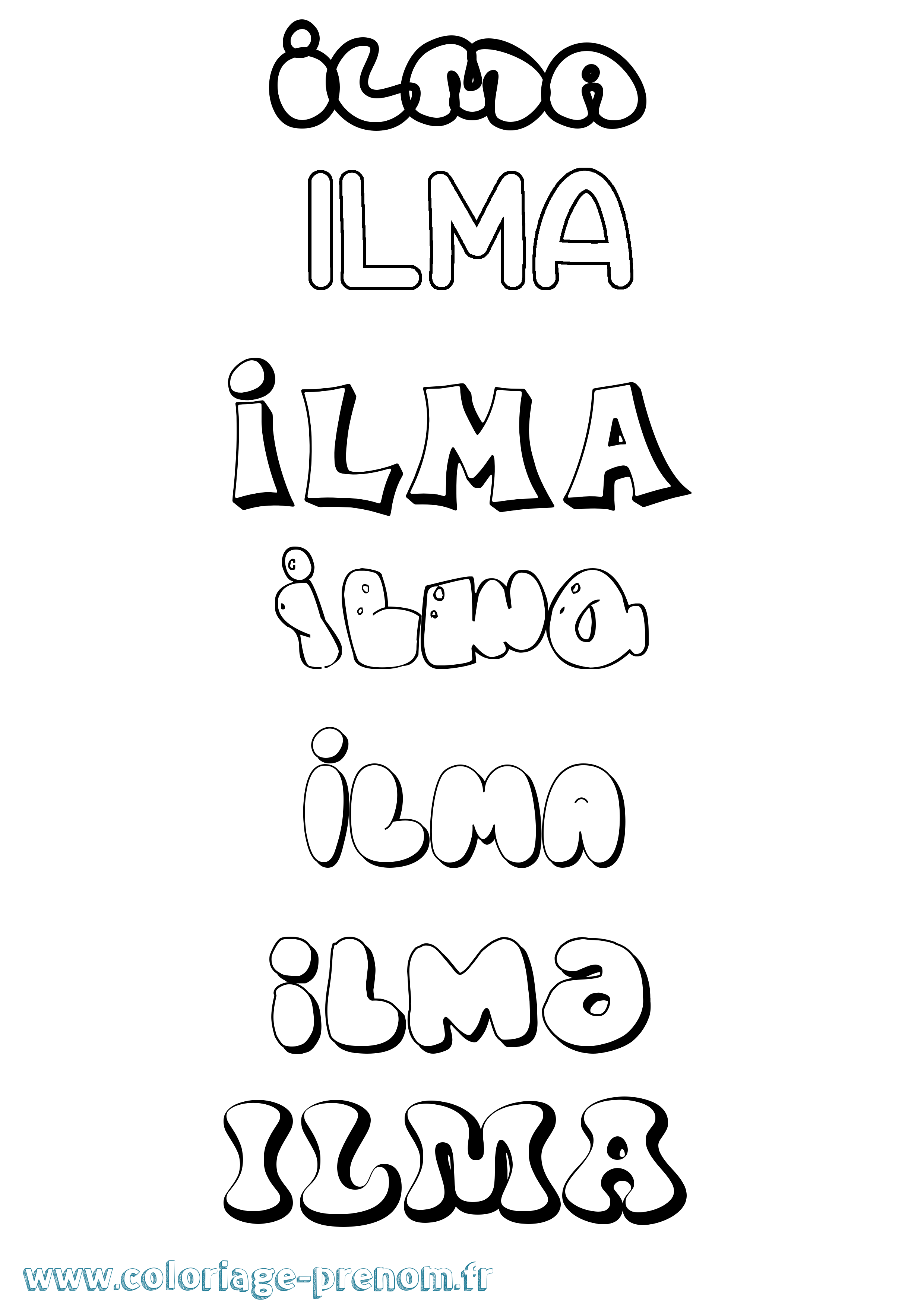 Coloriage prénom Ilma Bubble