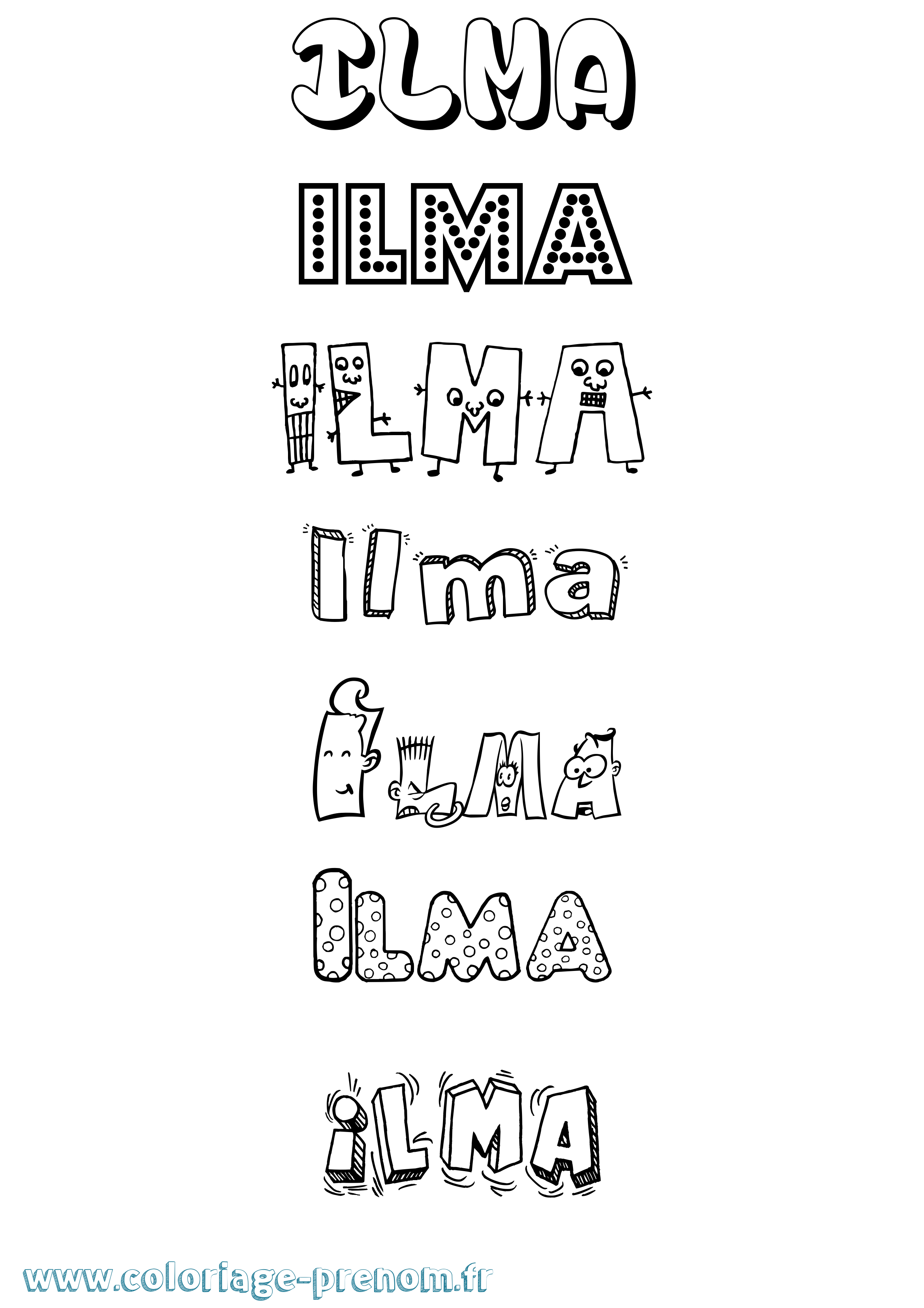 Coloriage prénom Ilma Fun