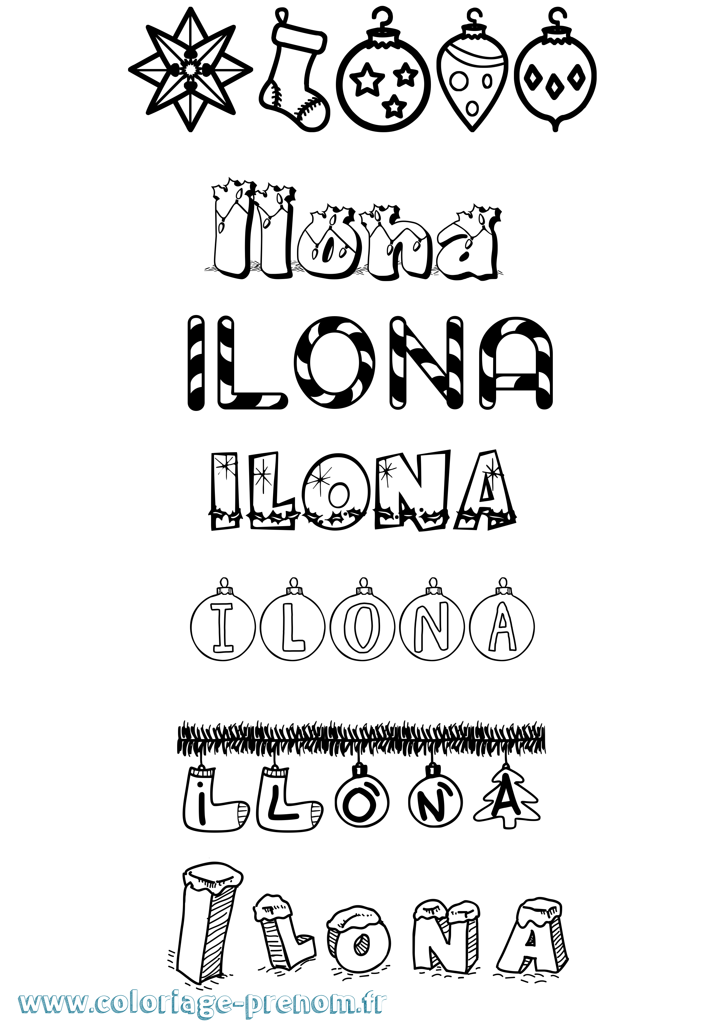 Coloriage prénom Ilona