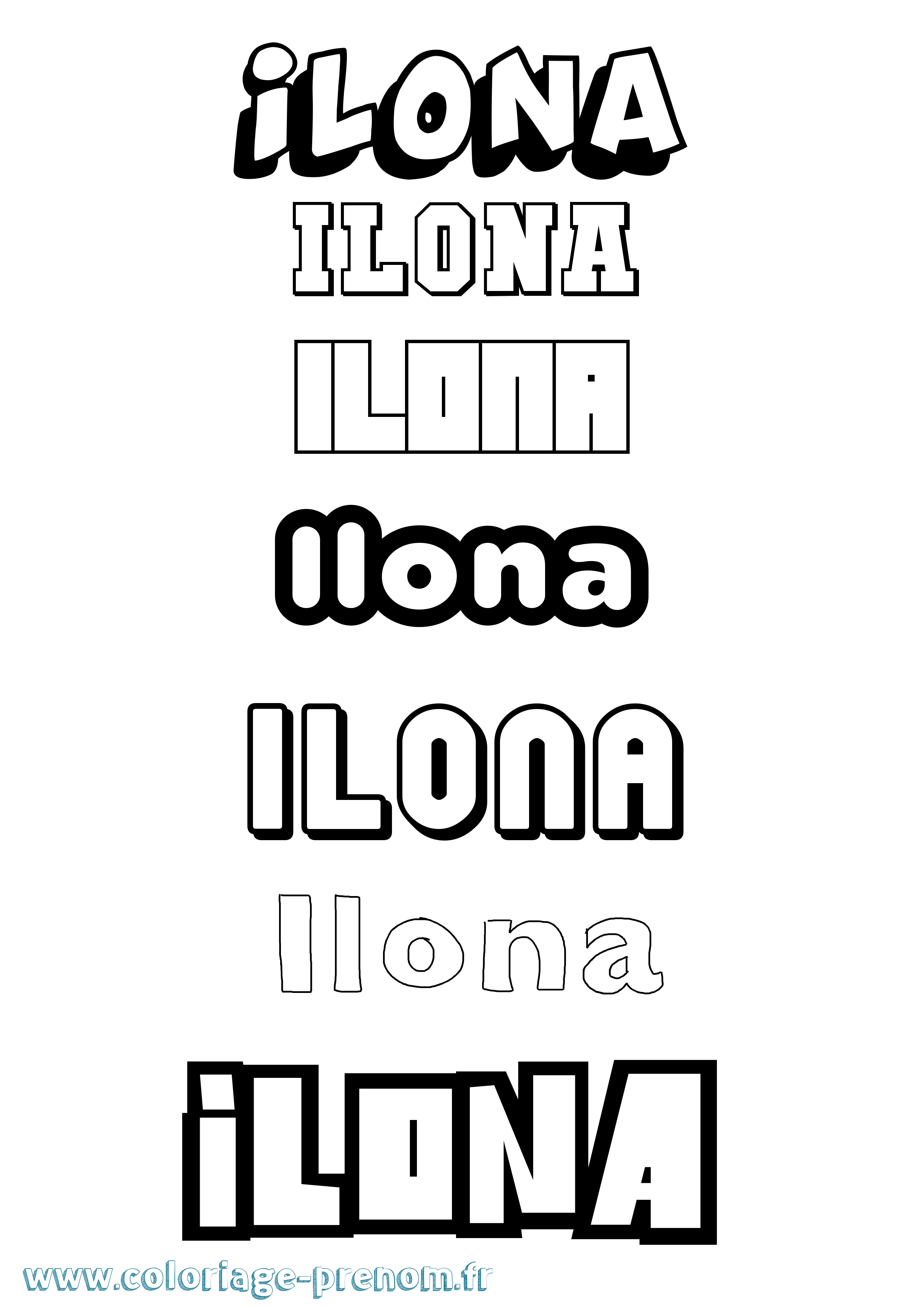 Coloriage prénom Ilona