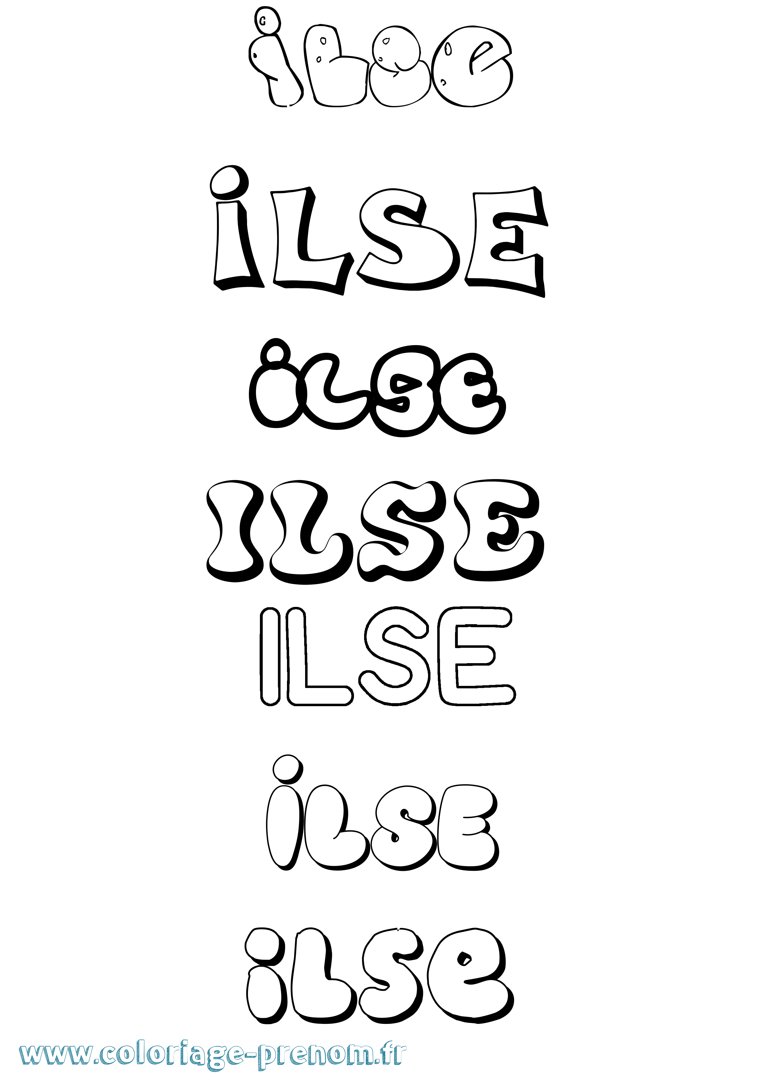 Coloriage Ilse Bubble Coloriage prénom Ilse Bubble