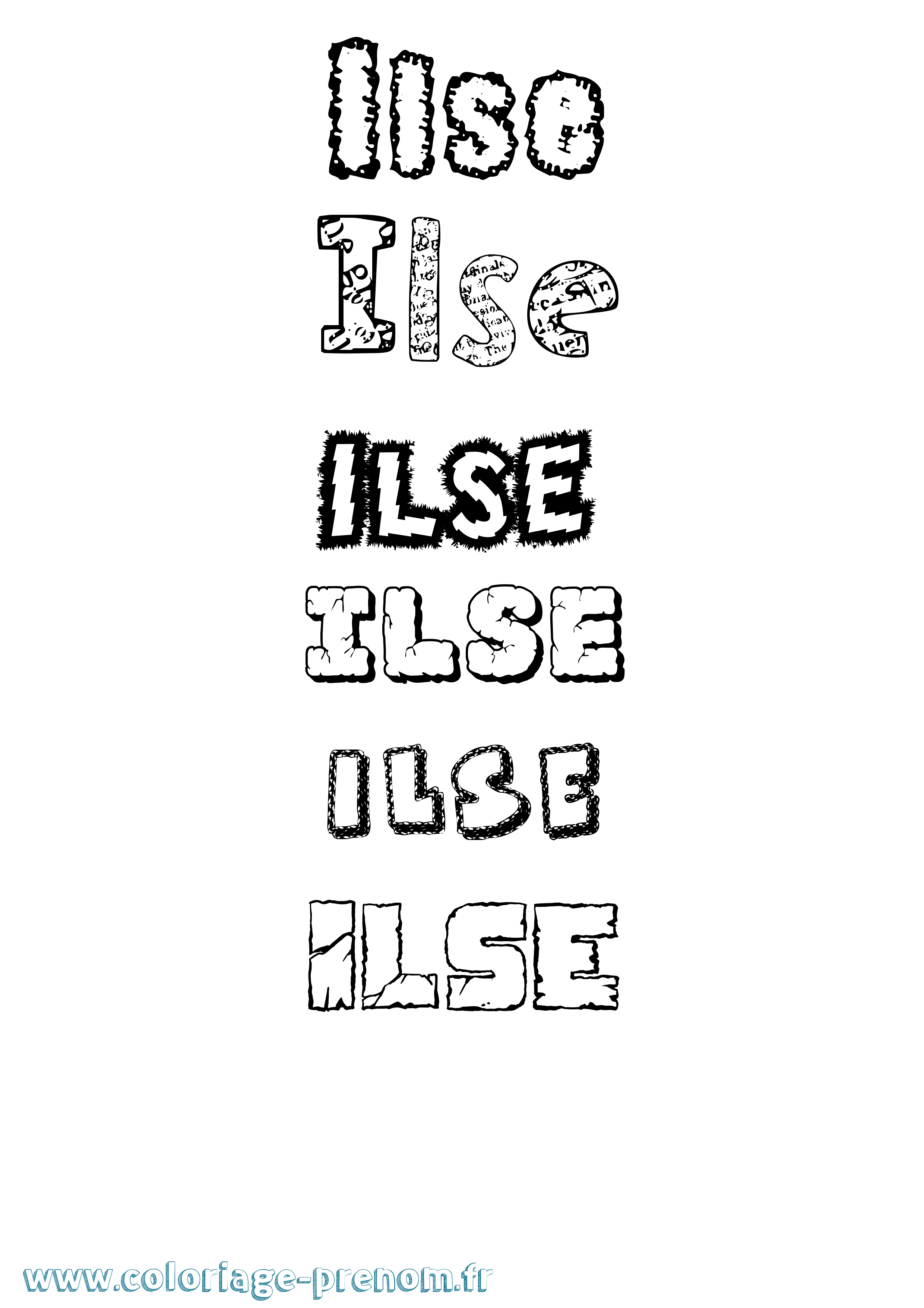 Coloriage Ilse Destructuré Coloriage prénom Ilse Destructuré